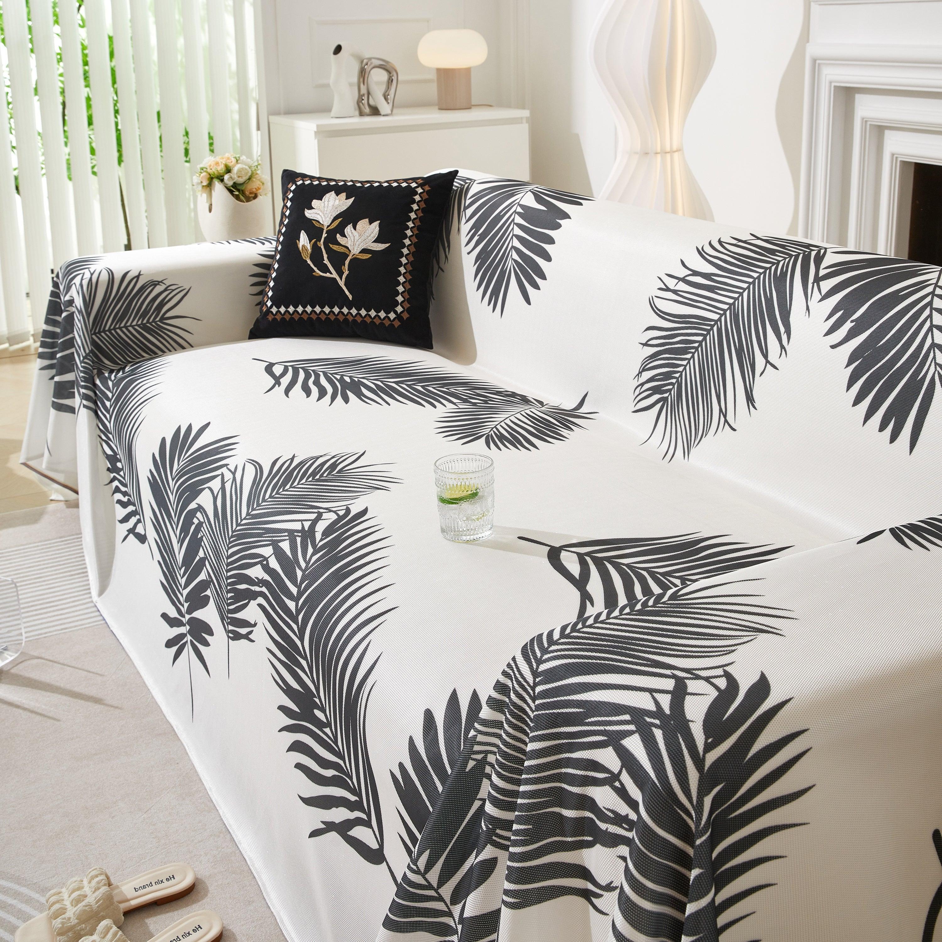 Leaf Printed Slipcover Sofa Covers, Universal Couch Throw Cover, Pets Furniture Protector for Home Decor - TaroTextile