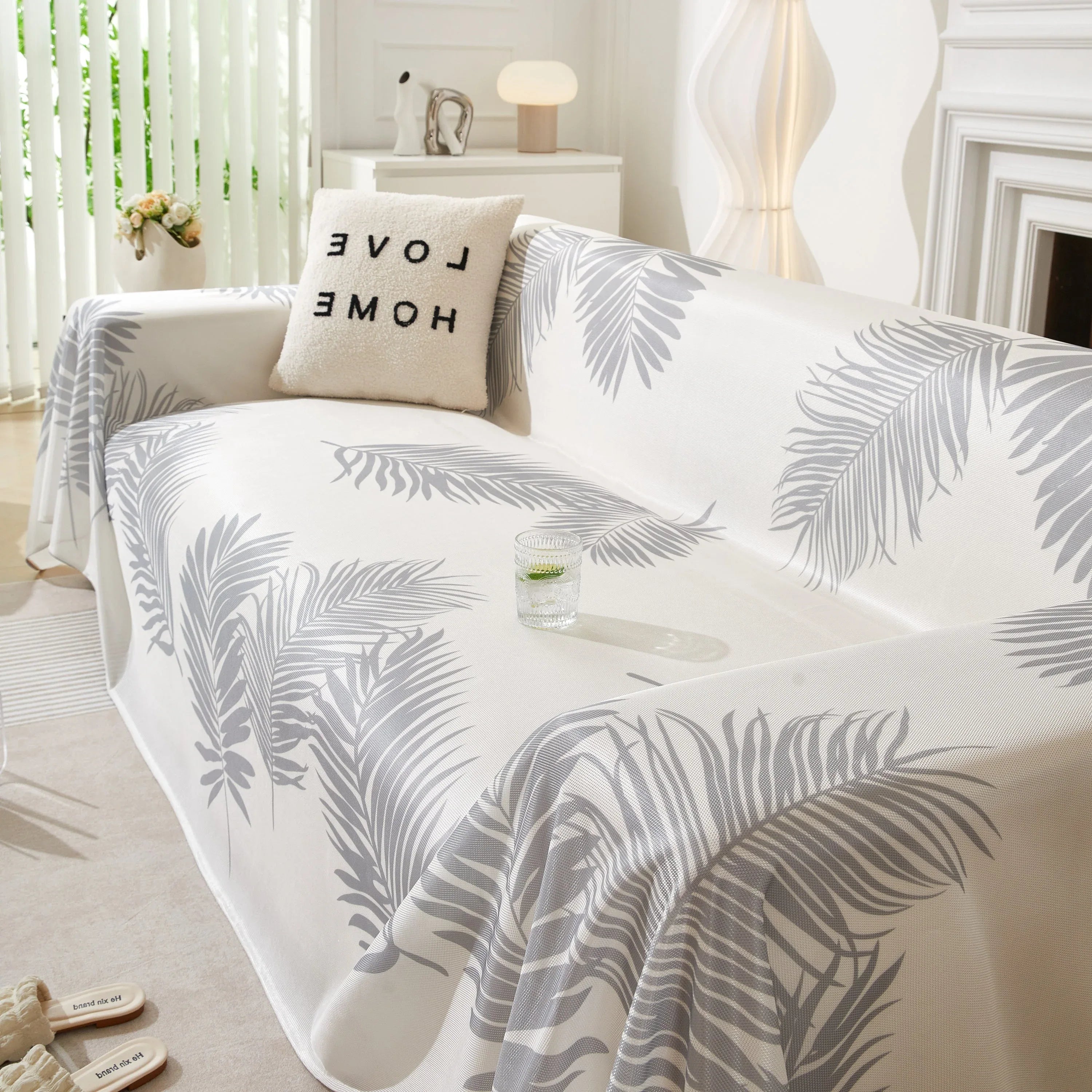 Leaf Printed Slipcover Sofa Covers, Universal Couch Throw Cover, Pets Furniture Protector for Home Decor - TaroTextile