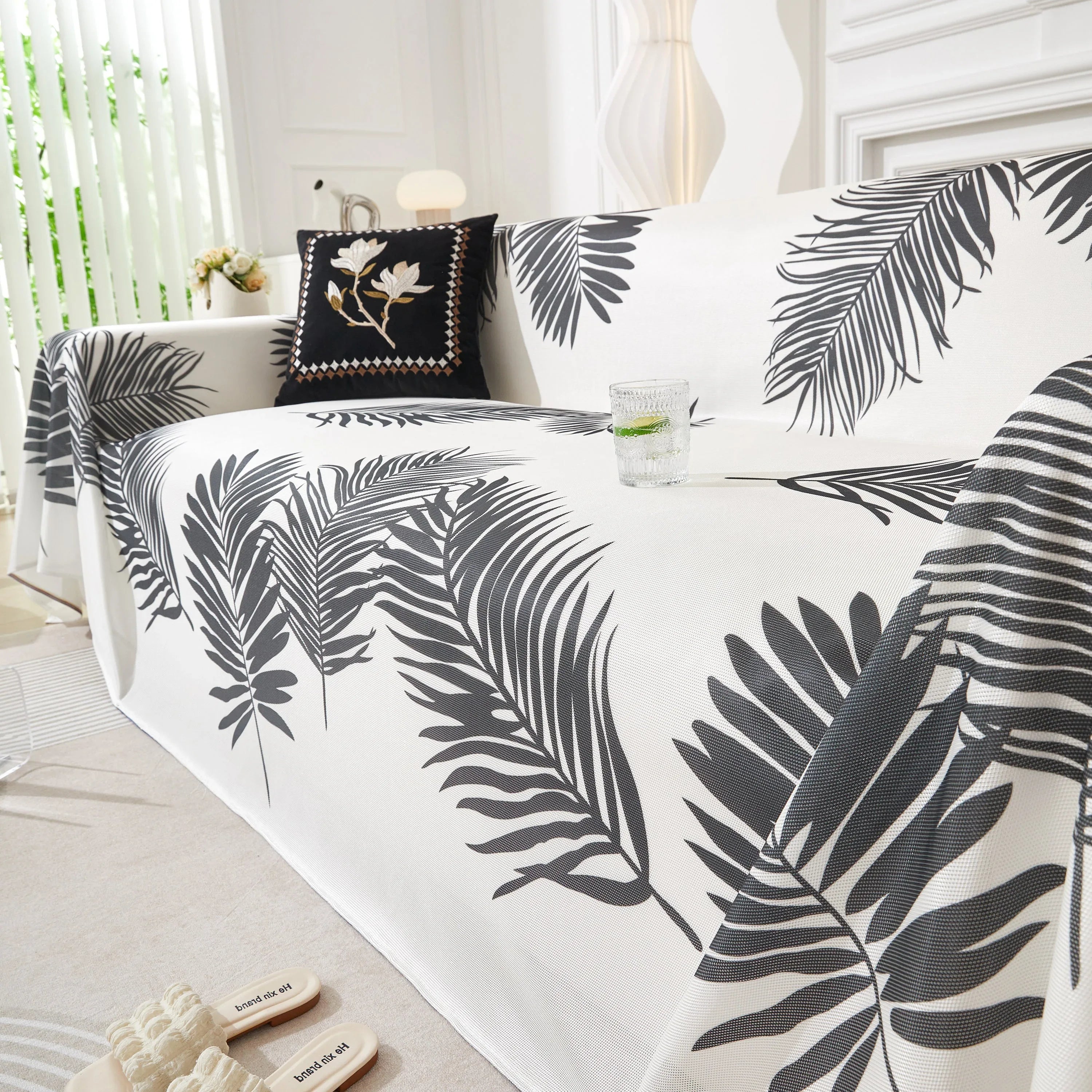 Leaf Printed Slipcover Sofa Covers, Universal Couch Throw Cover, Pets Furniture Protector for Home Decor - TaroTextile