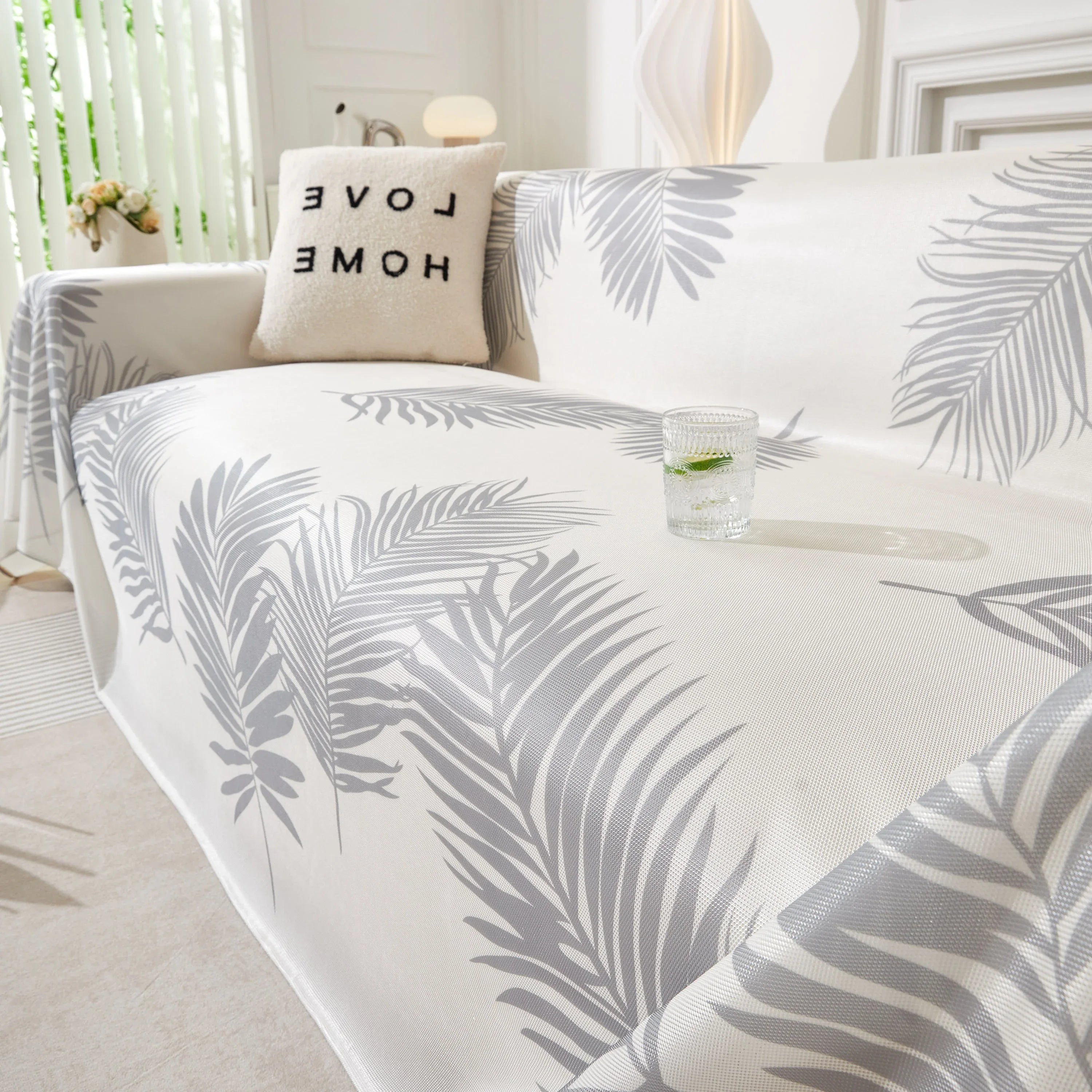 Leaf Printed Slipcover Sofa Covers, Universal Couch Throw Cover, Pets Furniture Protector for Home Decor - TaroTextile