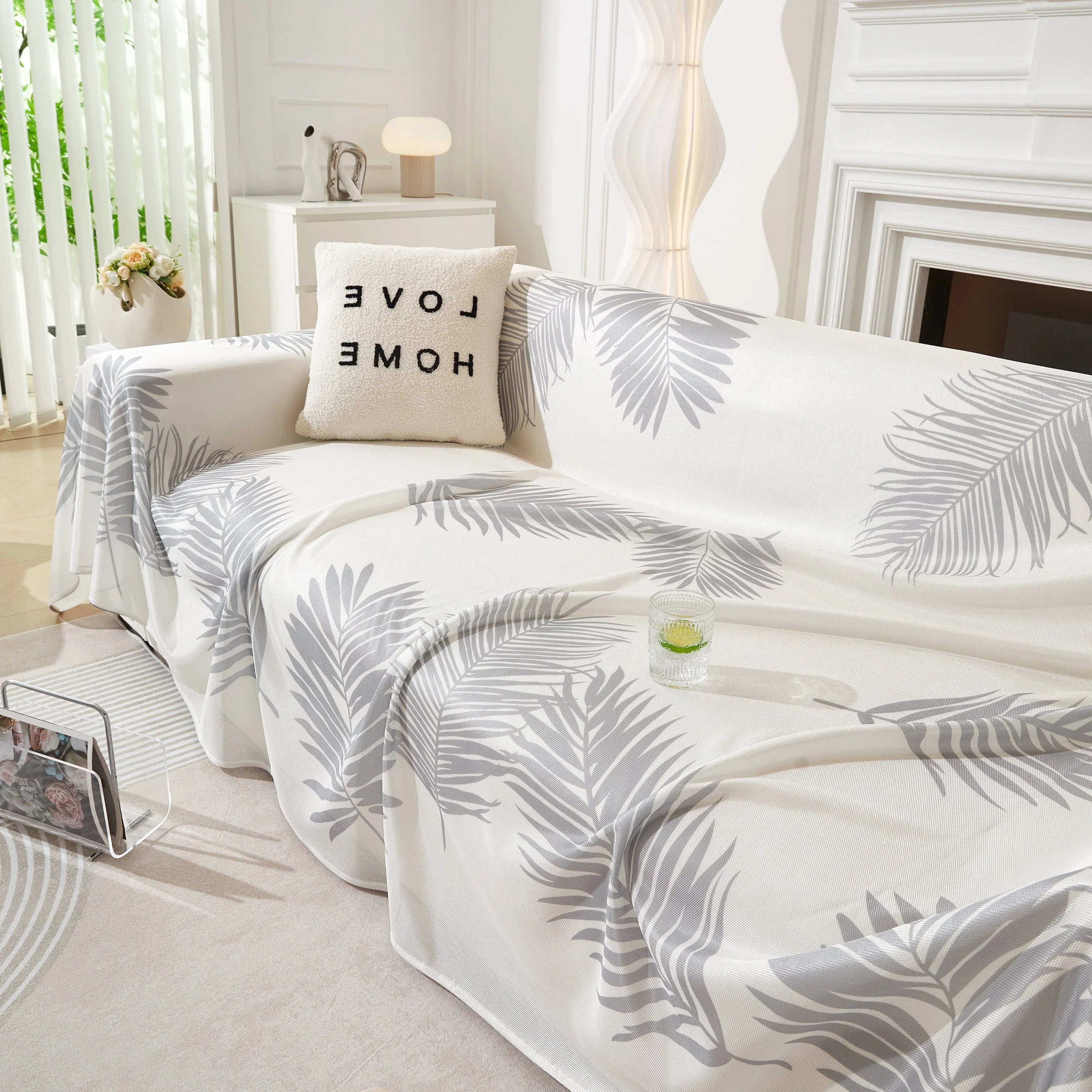 Leaf Printed Slipcover Sofa Covers, Universal Couch Throw Cover, Pets Furniture Protector for Home Decor - TaroTextile