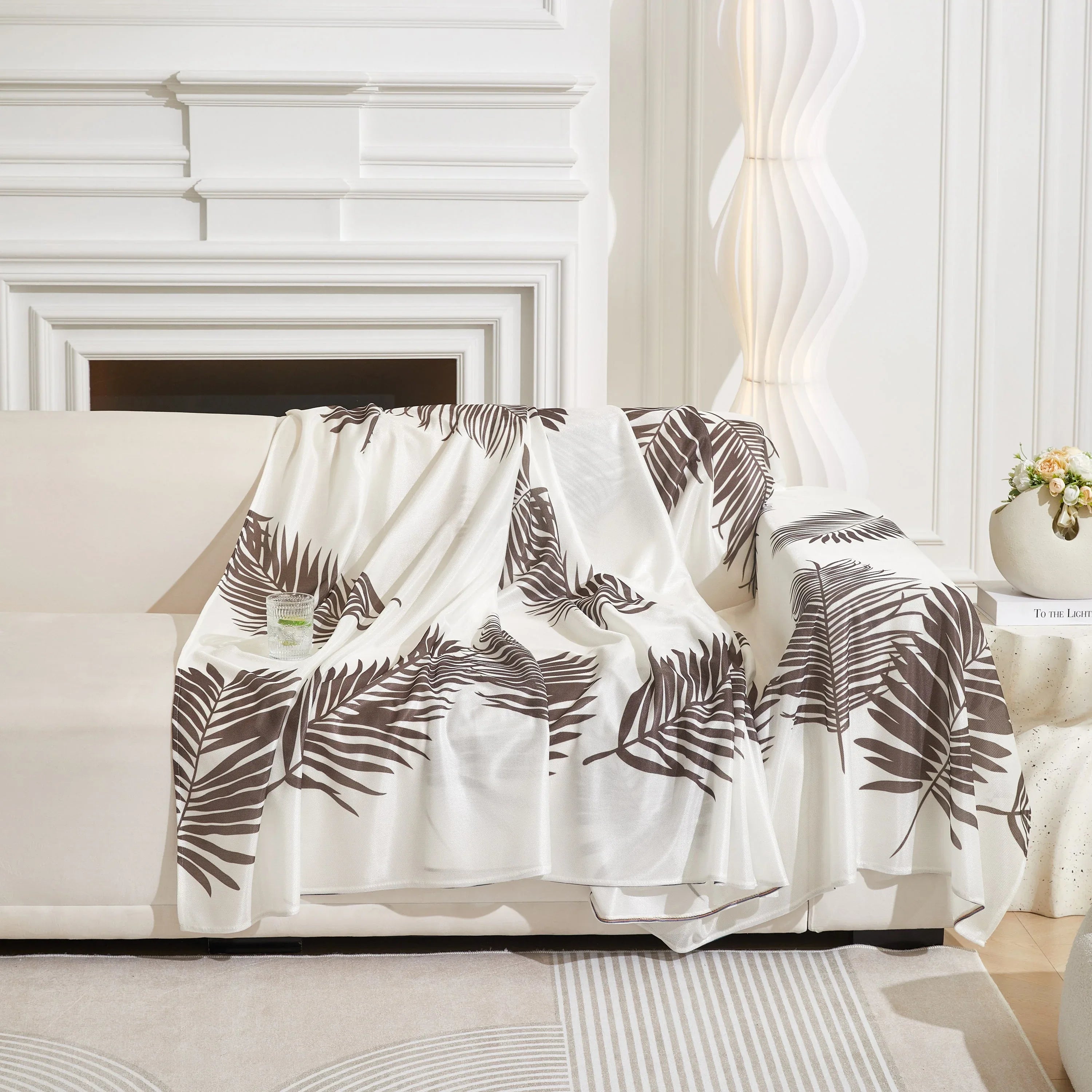 Leaf Printed Slipcover Sofa Covers, Universal Couch Throw Cover, Pets Furniture Protector for Home Decor - TaroTextile