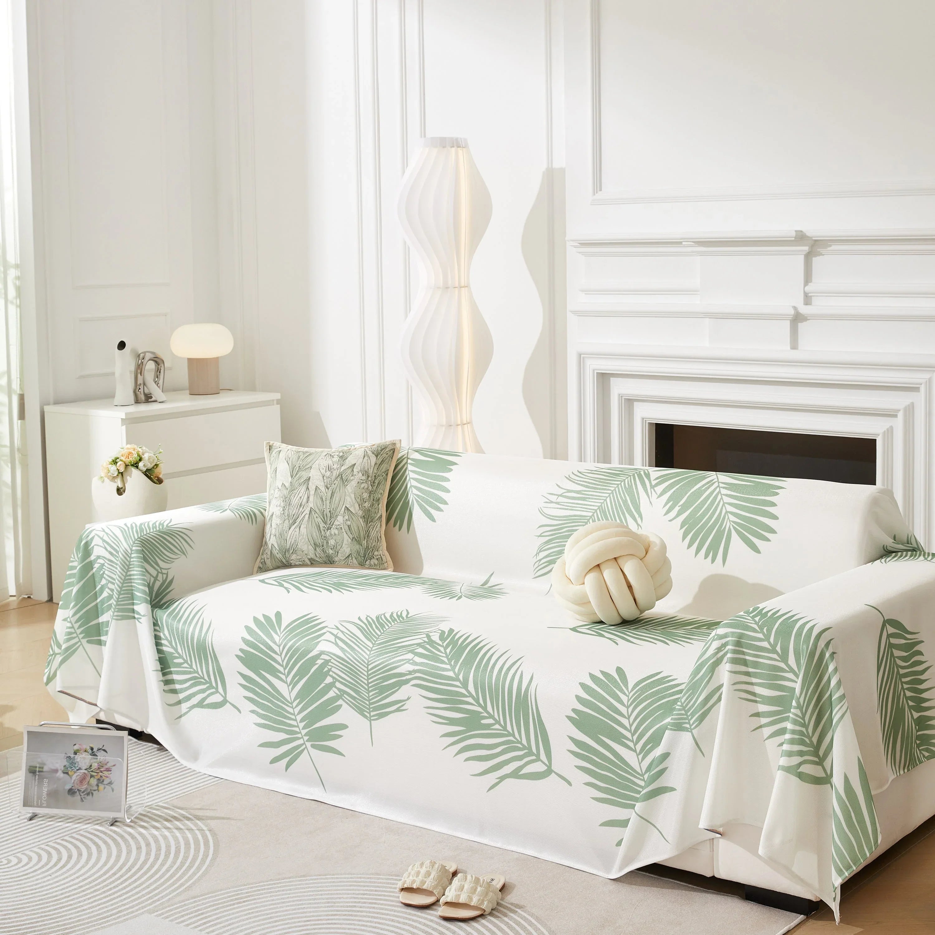 Leaf Printed Slipcover Sofa Covers, Universal Couch Throw Cover, Pets Furniture Protector for Home Decor - TaroTextile