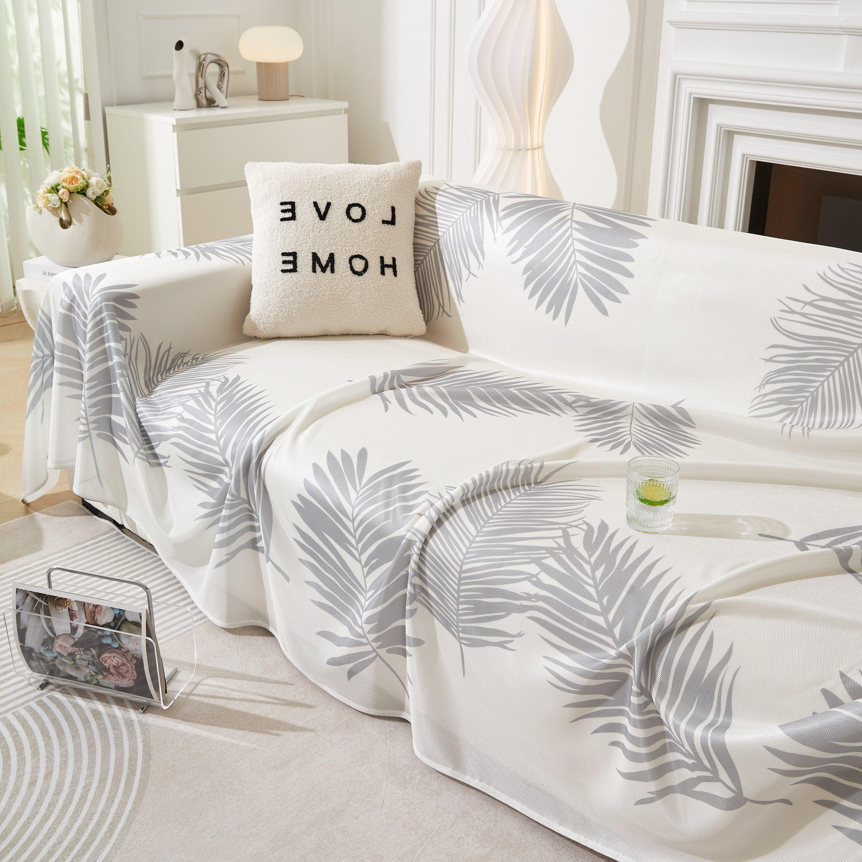 Leaf Printed Slipcover Sofa Covers, Universal Couch Throw Cover, Pets Furniture Protector for Home Decor - TaroTextile