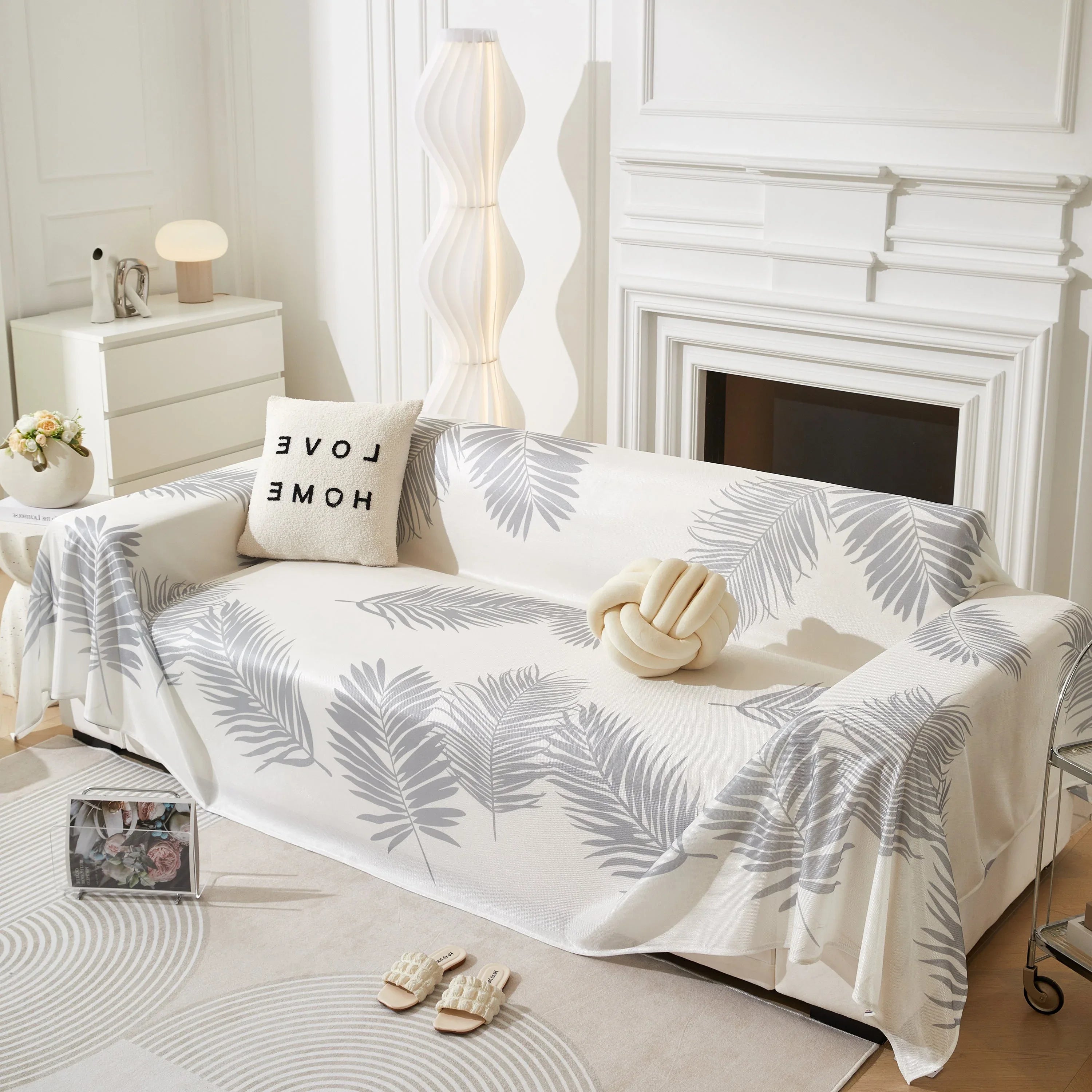 Leaf Printed Slipcover Sofa Covers, Universal Couch Throw Cover, Pets Furniture Protector for Home Decor - TaroTextile