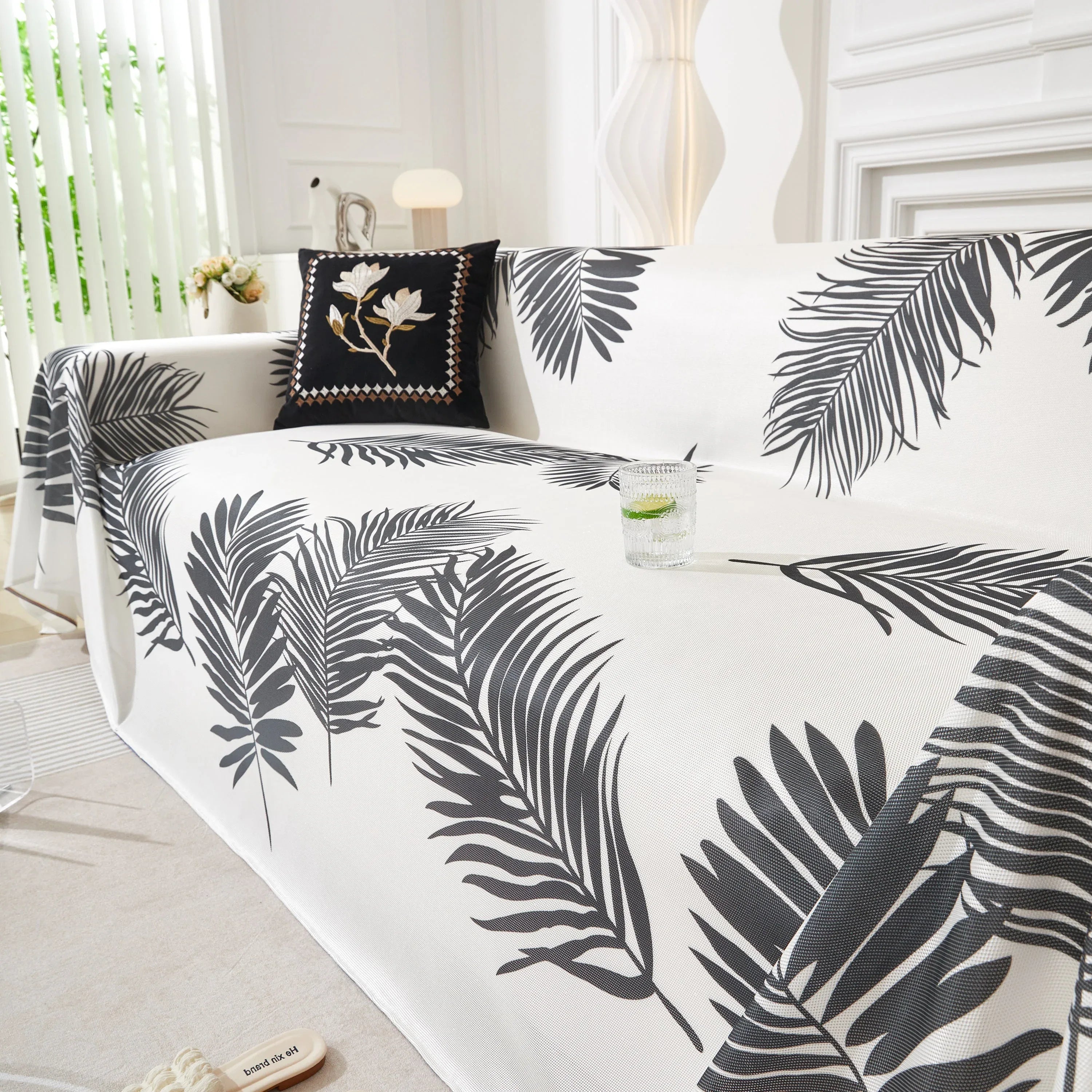 Leaf Printed Slipcover Sofa Covers, Universal Couch Throw Cover, Pets Furniture Protector for Home Decor - TaroTextile