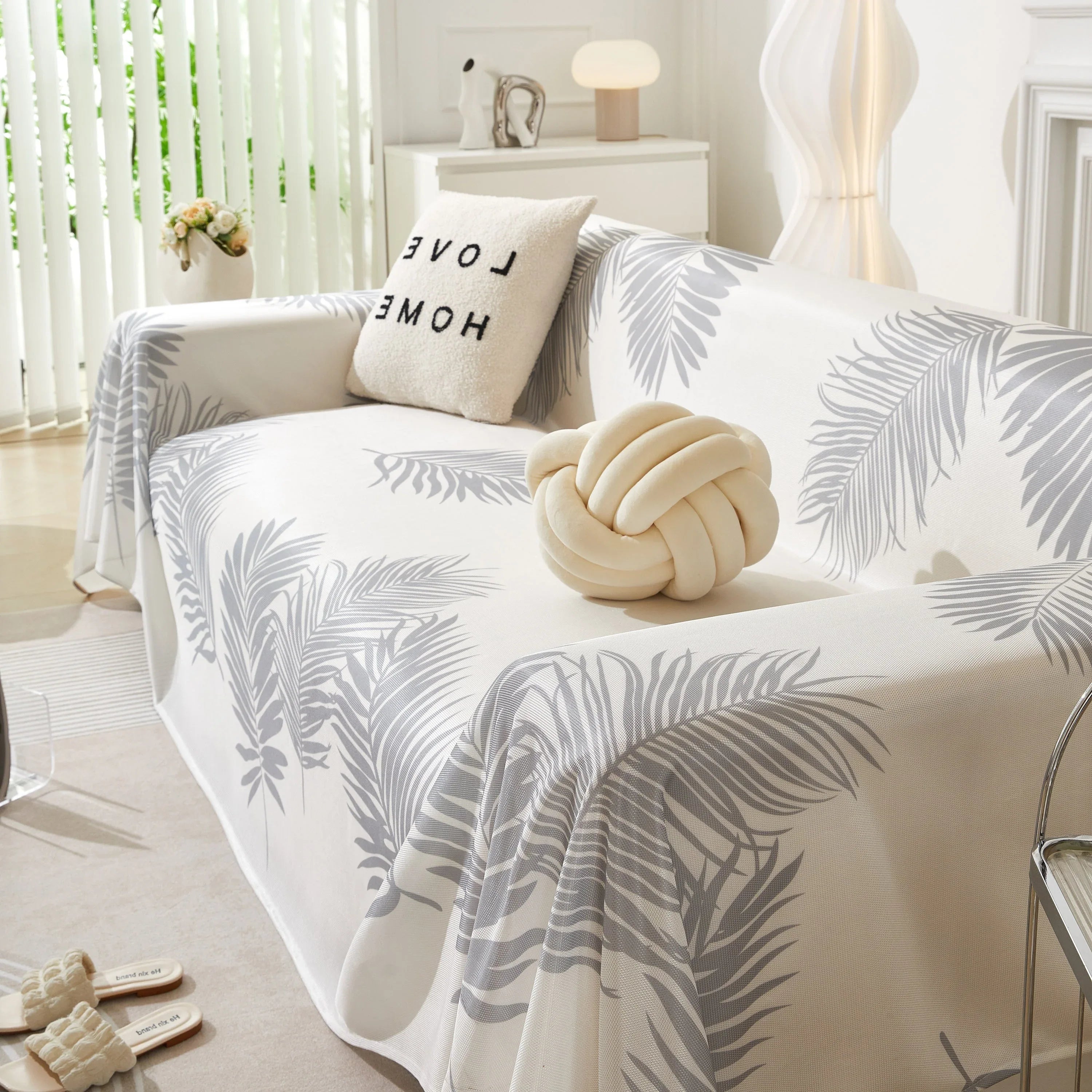 Leaf Printed Slipcover Sofa Covers, Universal Couch Throw Cover, Pets Furniture Protector for Home Decor - TaroTextile