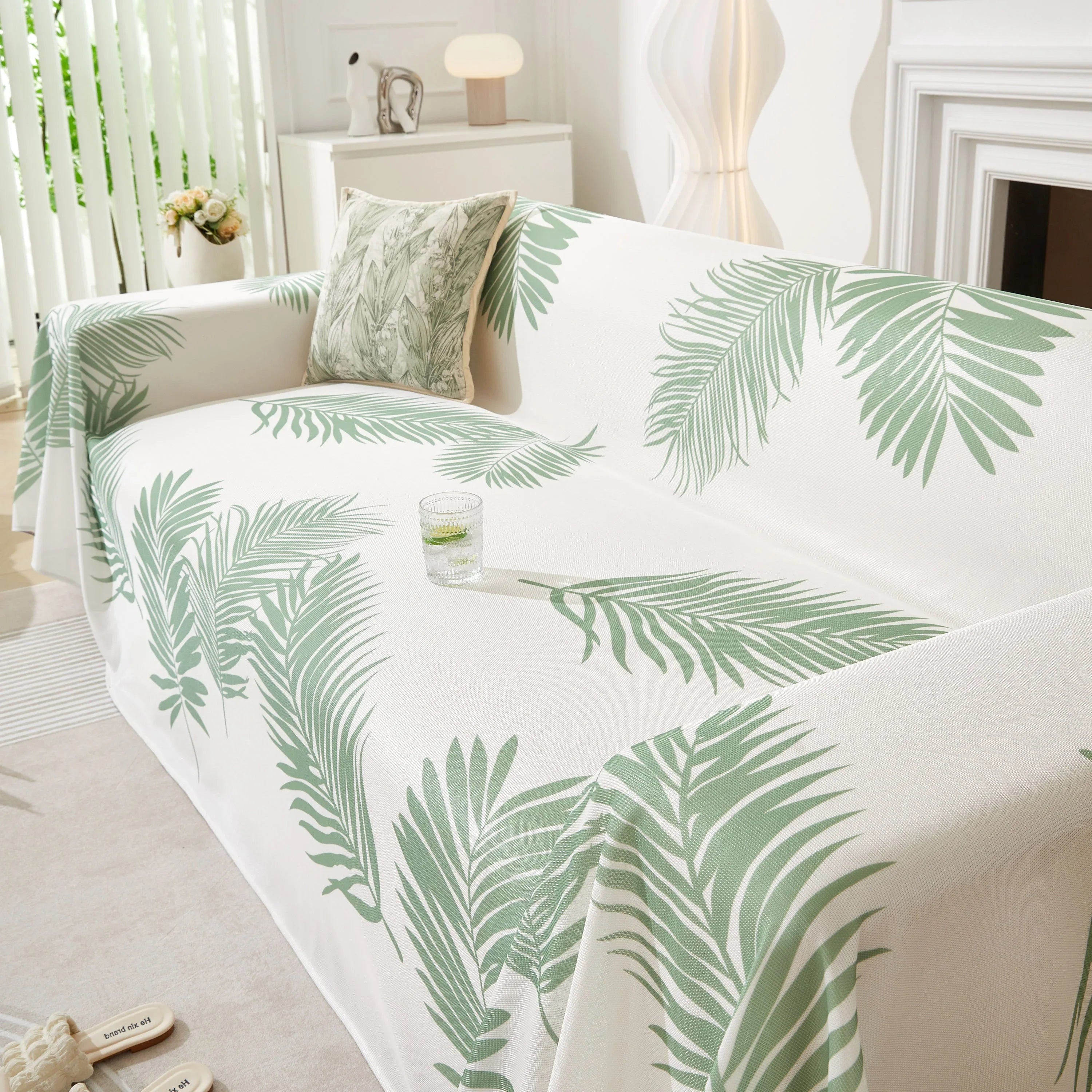 Leaf Printed Slipcover Sofa Covers, Universal Couch Throw Cover, Pets Furniture Protector for Home Decor - TaroTextile