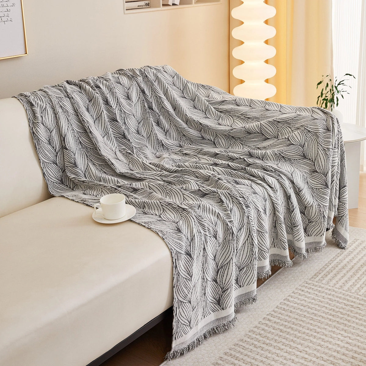 Leaf Universal Furniture Protector Chenille Couch Cover, Large Couch Cover Blanket for Couch Sofa - TaroTextile