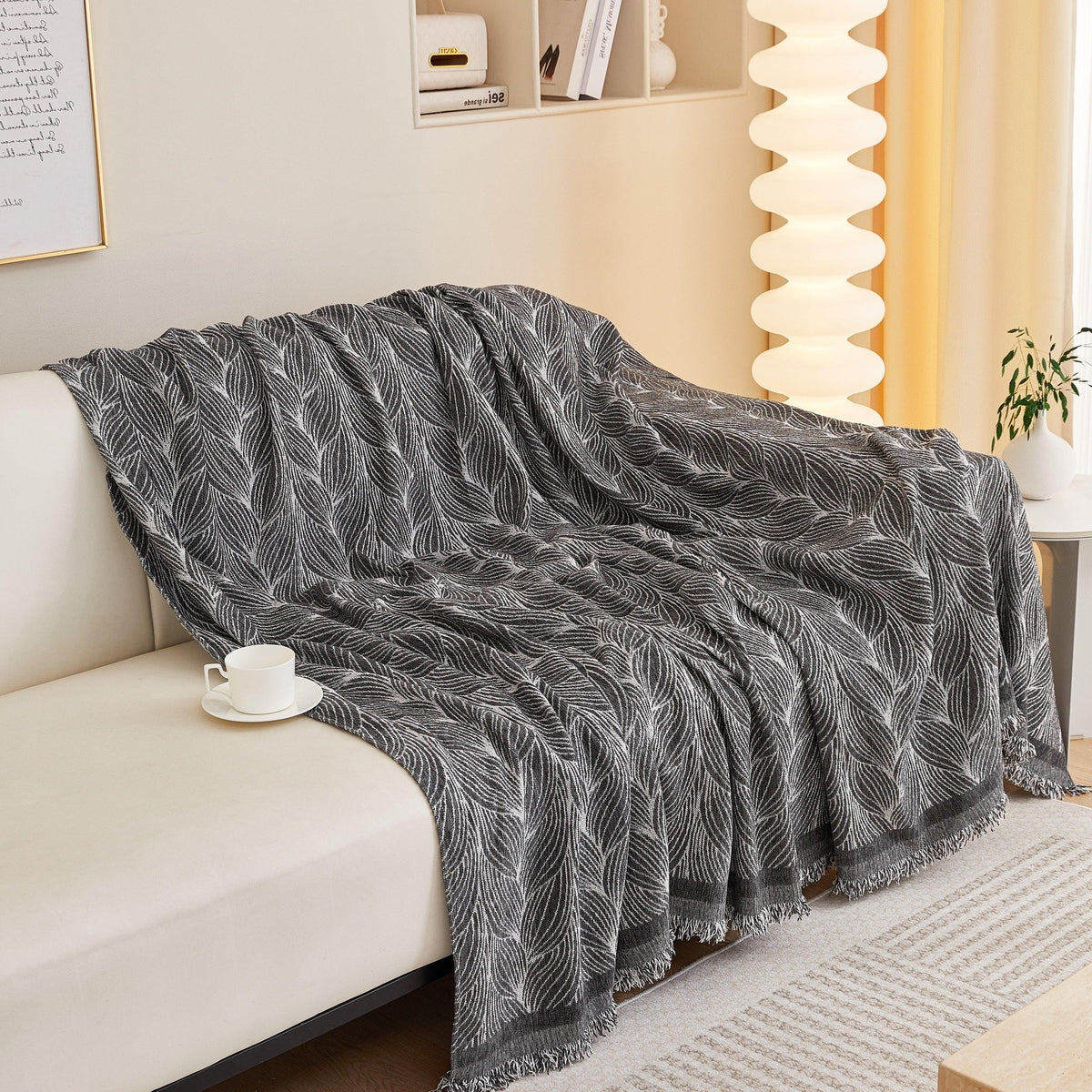 Leaf Universal Furniture Protector Chenille Couch Cover, Large Couch Cover Blanket for Couch Sofa - TaroTextile