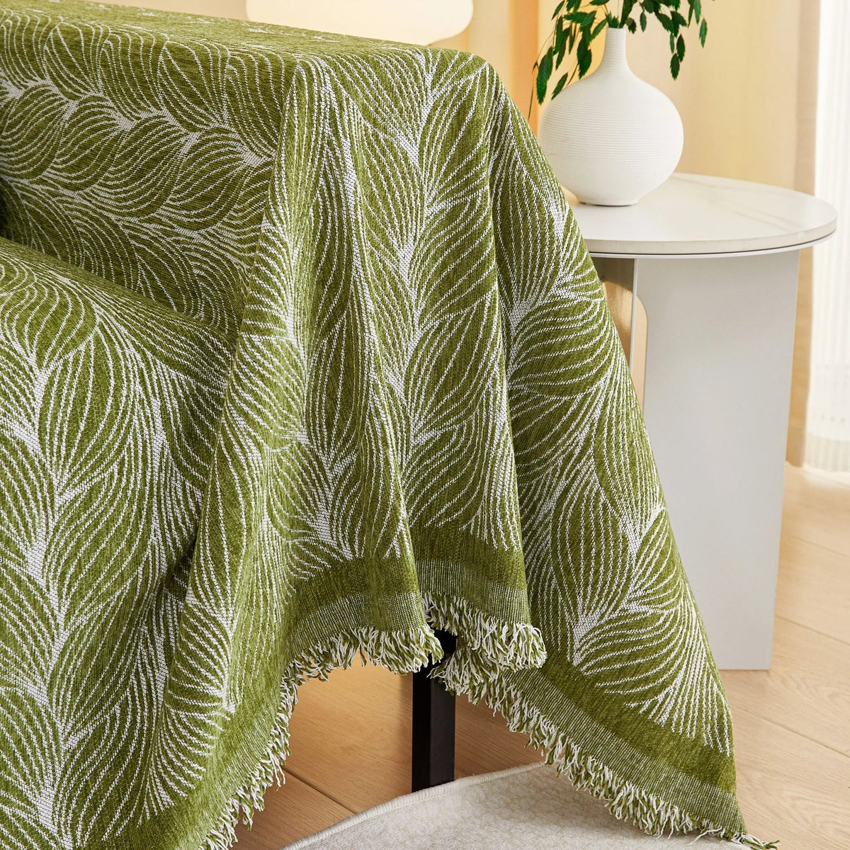 Leaf Universal Furniture Protector Chenille Couch Cover, Large Couch Cover Blanket for Couch Sofa - TaroTextile