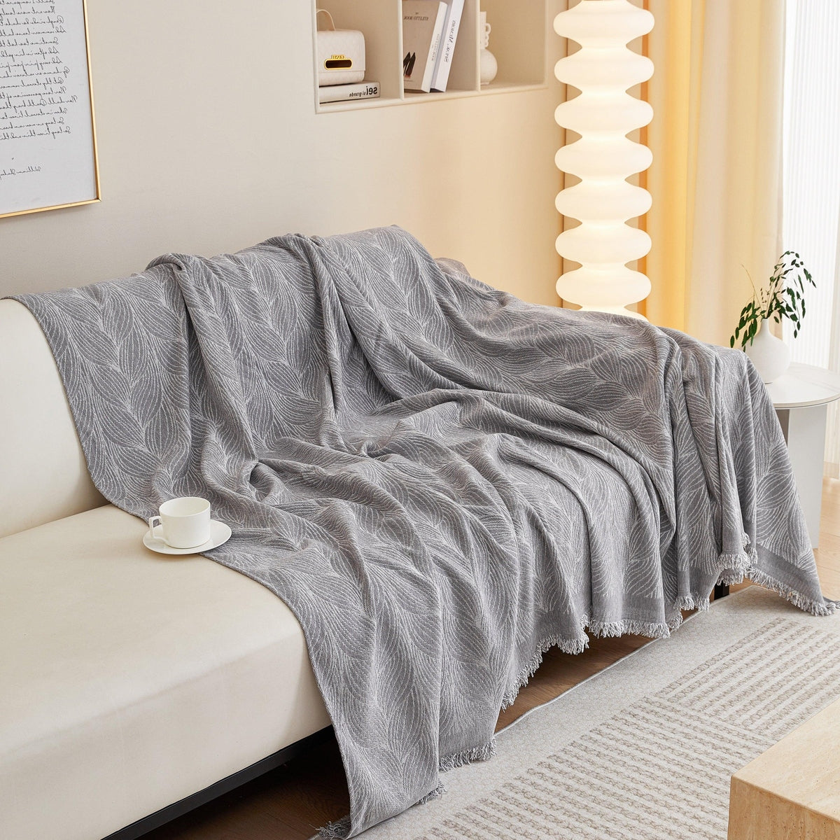 Leaf Universal Furniture Protector Chenille Couch Cover, Large Couch Cover Blanket for Couch Sofa - TaroTextile