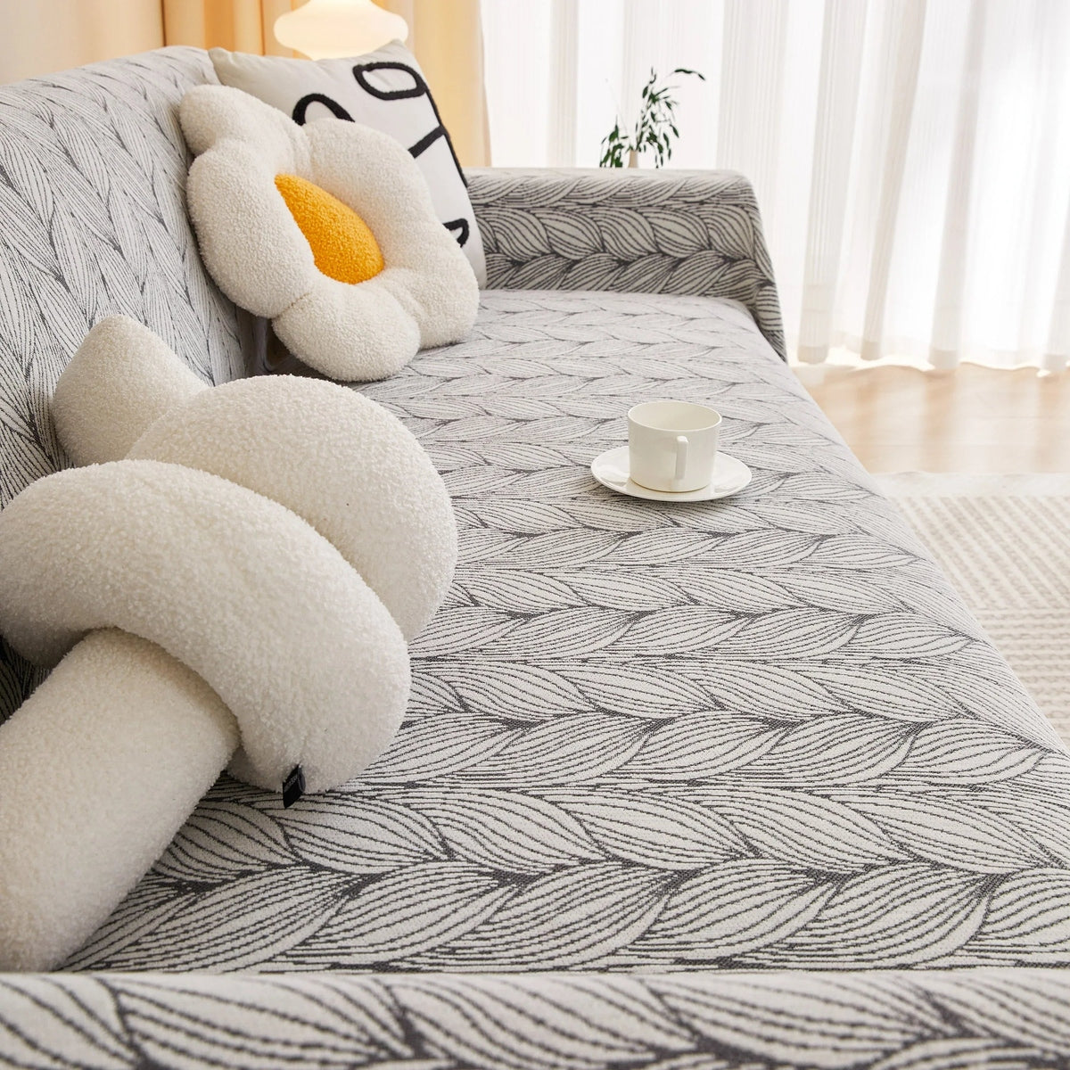 Leaf Universal Furniture Protector Chenille Couch Cover, Large Couch Cover Blanket for Couch Sofa - TaroTextile