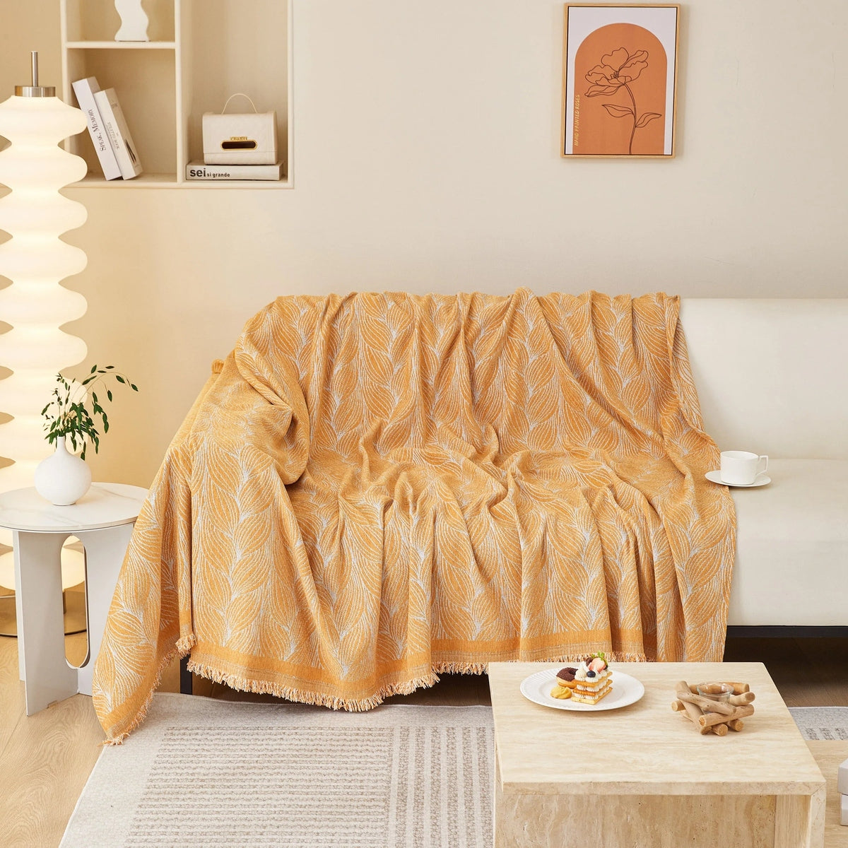 Leaf Universal Furniture Protector Chenille Couch Cover, Large Couch Cover Blanket for Couch Sofa - TaroTextile