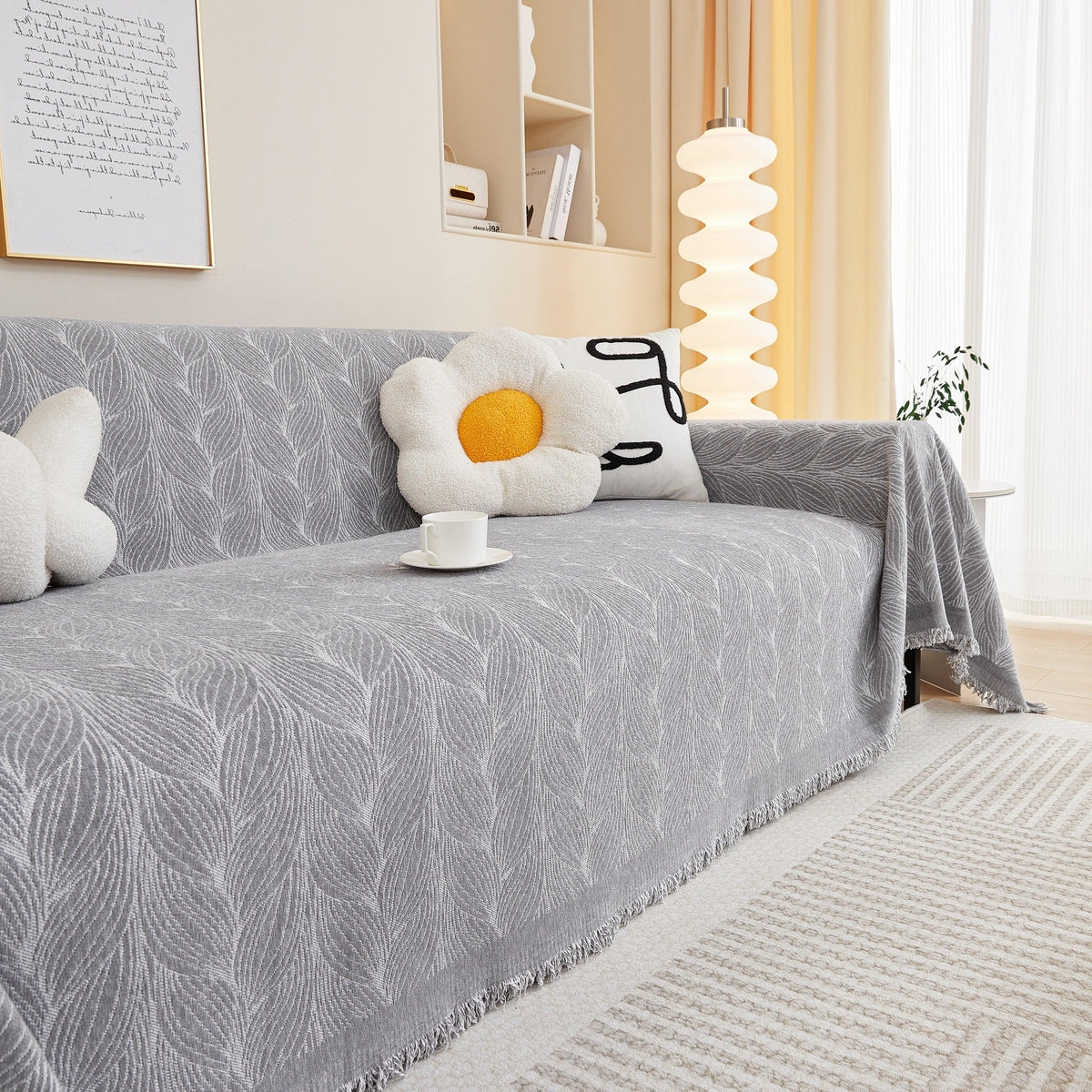 Leaf Universal Furniture Protector Chenille Couch Cover, Large Couch Cover Blanket for Couch Sofa - TaroTextile