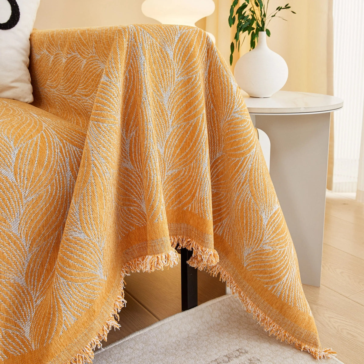 Leaf Universal Furniture Protector Chenille Couch Cover, Large Couch Cover Blanket for Couch Sofa - TaroTextile