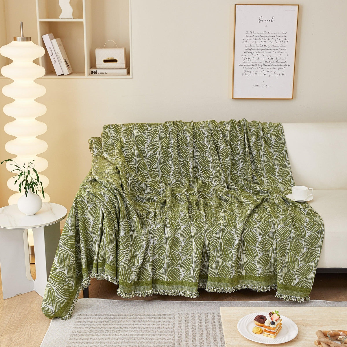 Leaf Universal Furniture Protector Chenille Couch Cover, Large Couch Cover Blanket for Couch Sofa - TaroTextile