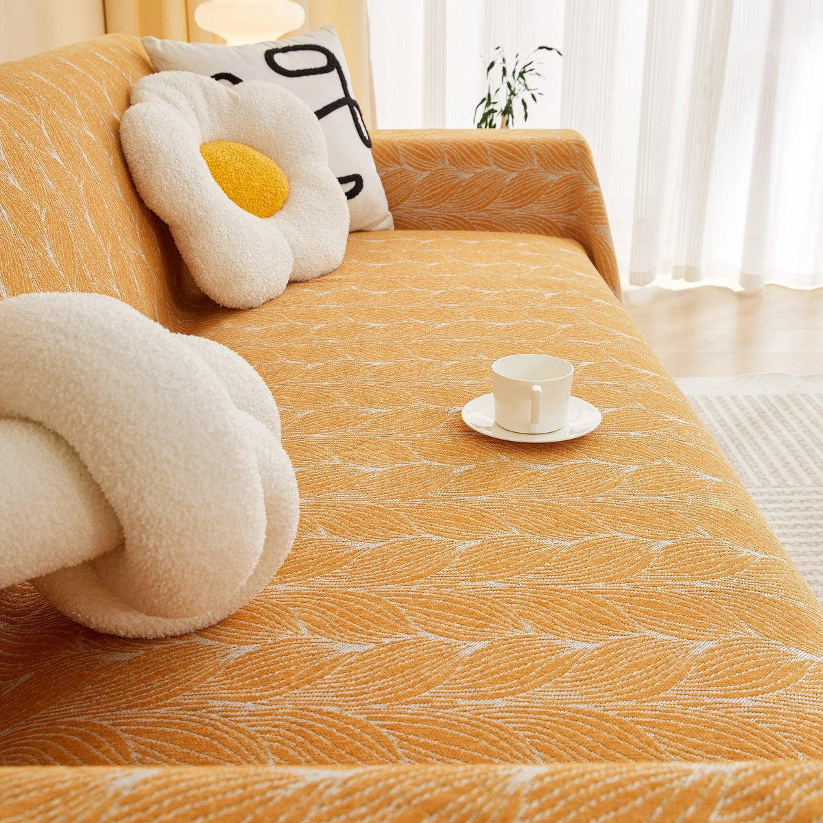 Leaf Universal Furniture Protector Chenille Couch Cover, Large Couch Cover Blanket for Couch Sofa - TaroTextile