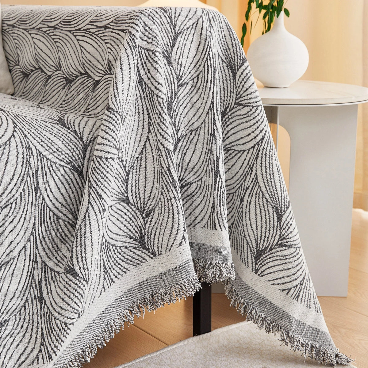 Leaf Universal Furniture Protector Chenille Couch Cover, Large Couch Cover Blanket for Couch Sofa - TaroTextile