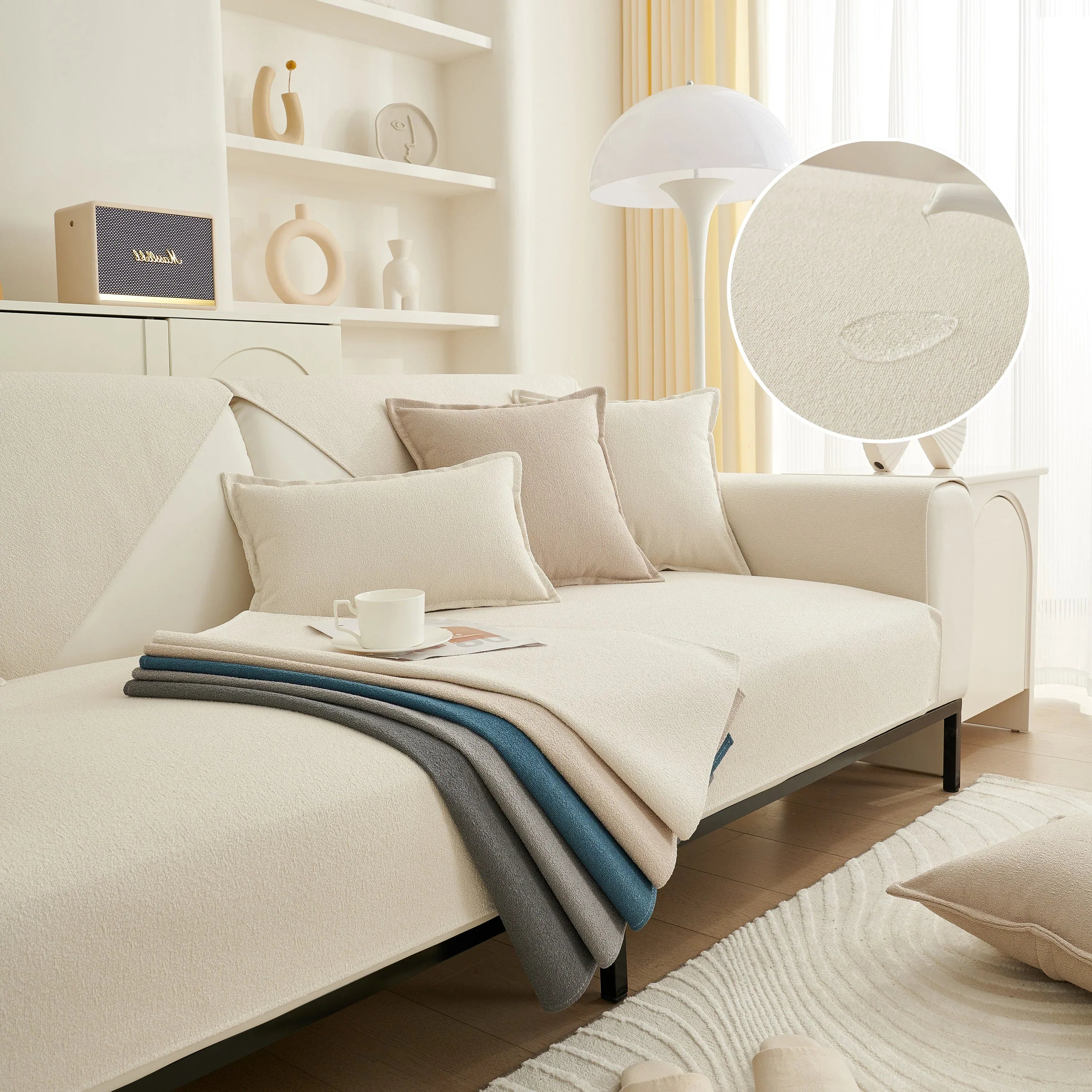 Luxurious Teddy Velvet Solid Sofa Towel - Non-Slip Waterproof Sofa Cover Furniture Protector and Pet Couch Cover - TaroTextile