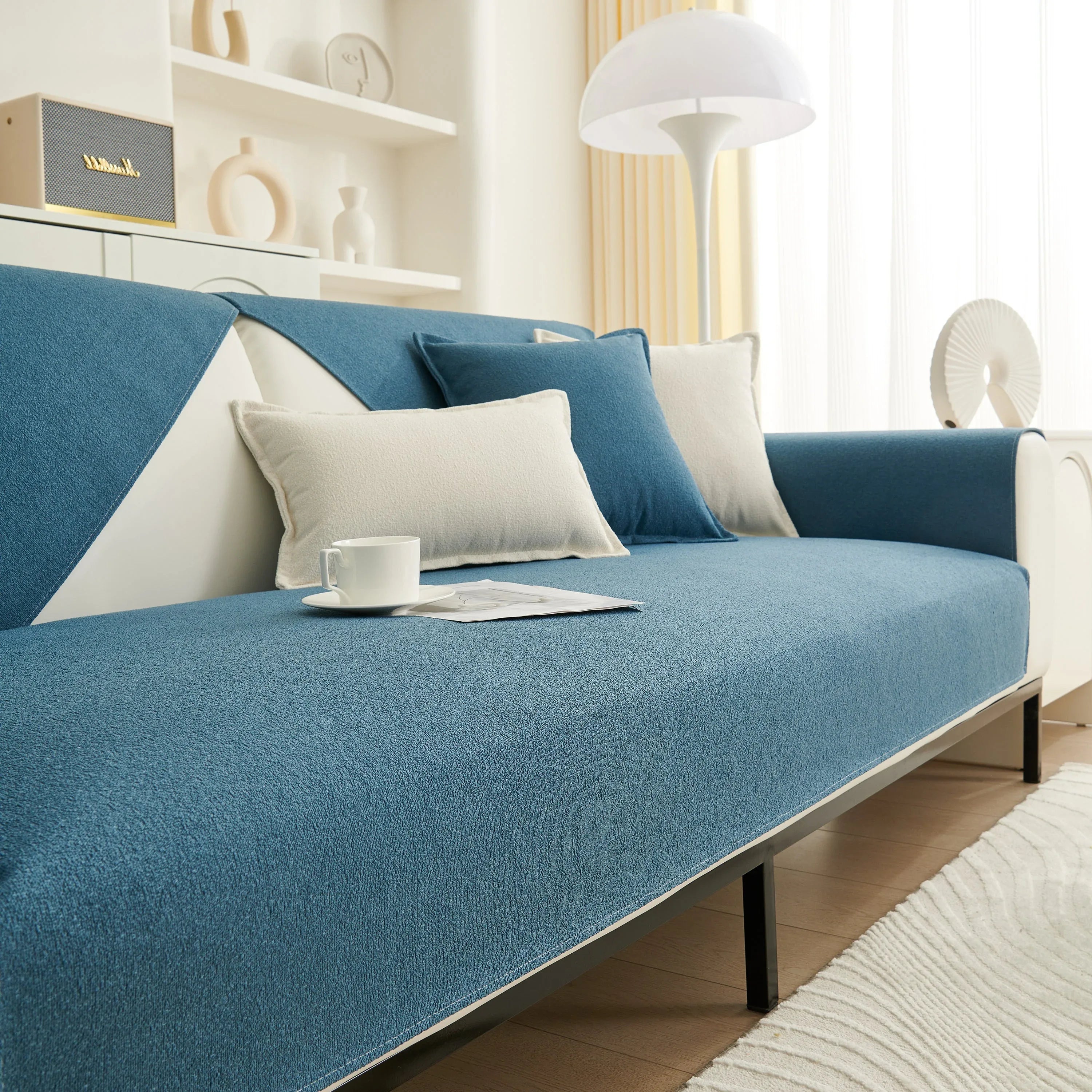 Luxurious Teddy Velvet Solid Sofa Towel - Non-Slip Waterproof Sofa Cover Furniture Protector and Pet Couch Cover - TaroTextile