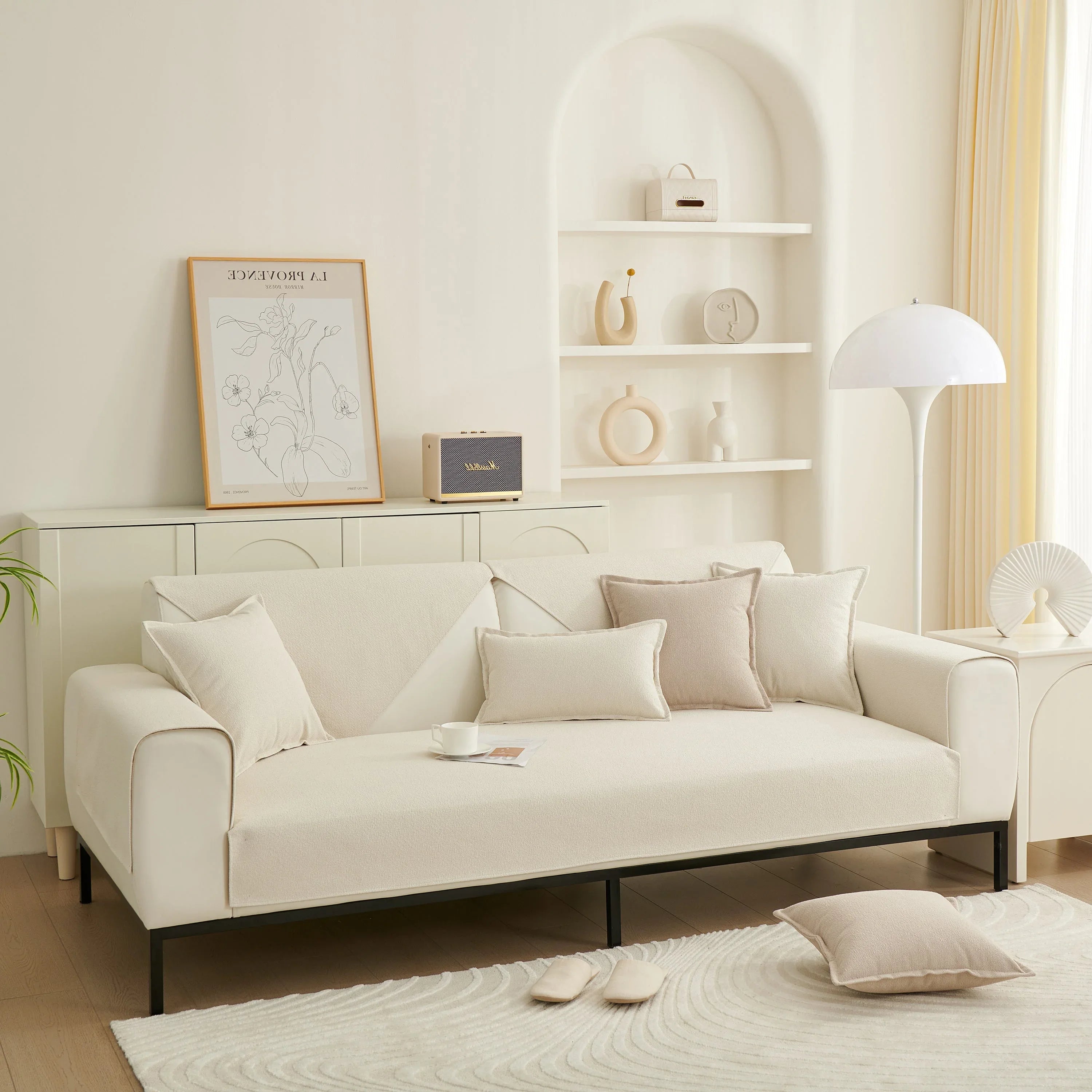 Luxurious Teddy Velvet Solid Sofa Towel - Non-Slip Waterproof Sofa Cover Furniture Protector and Pet Couch Cover - TaroTextile