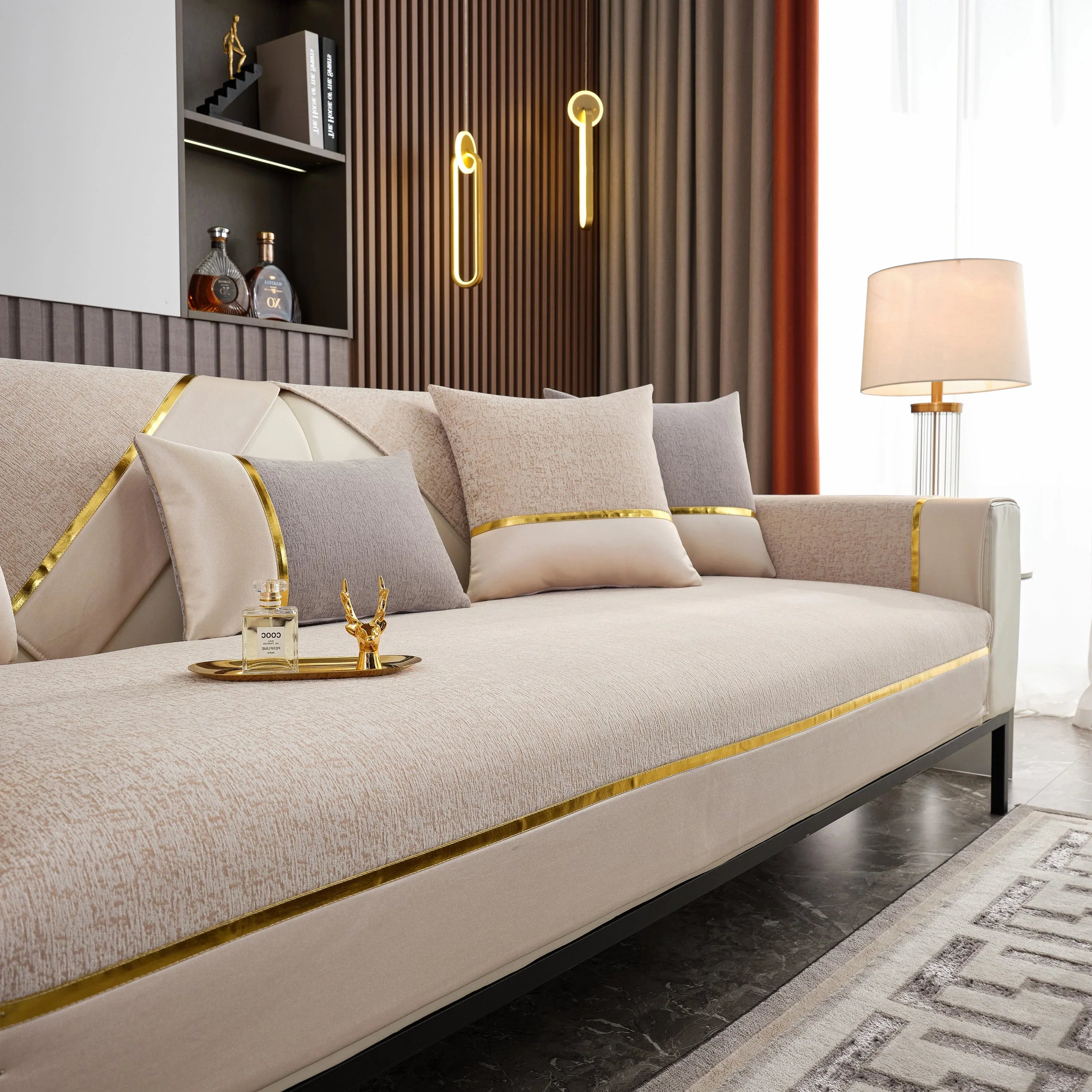 Luxury Leather Couch Protectors with Chenille Sofa Towel Covers, Non-Slip and Washable, Modular Couch Covers - TaroTextile