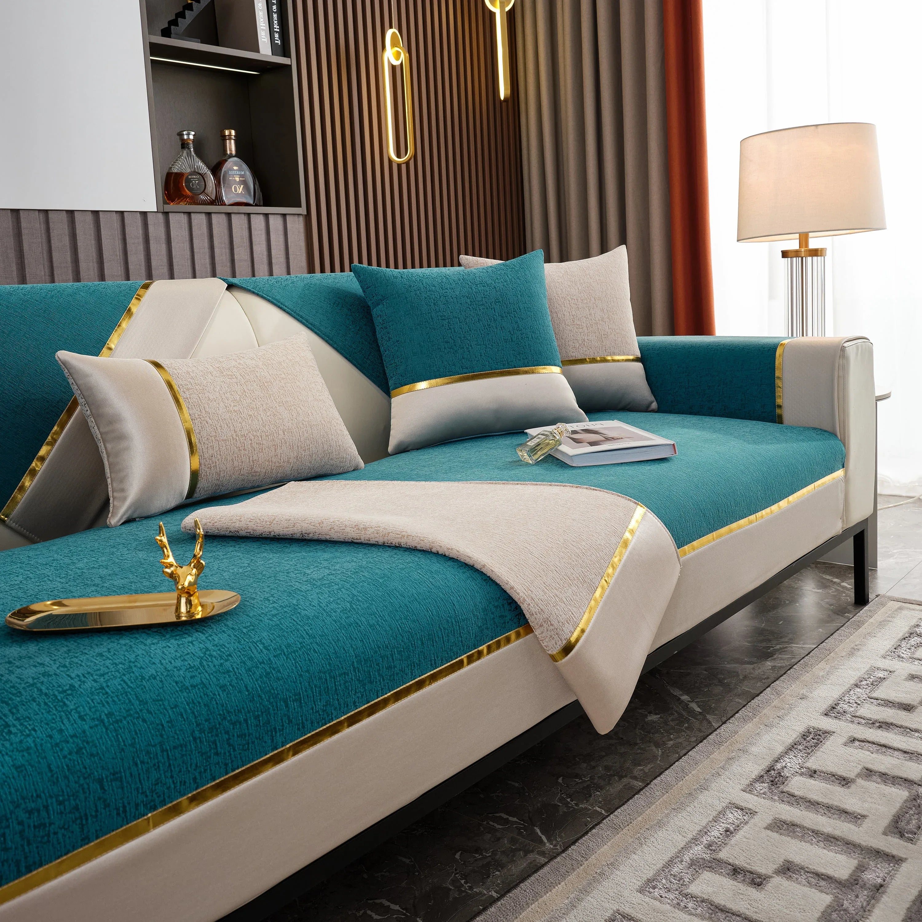 Luxury Leather Couch Protectors with Chenille Sofa Towel Covers, Non-Slip and Washable, Modular Couch Covers - TaroTextile