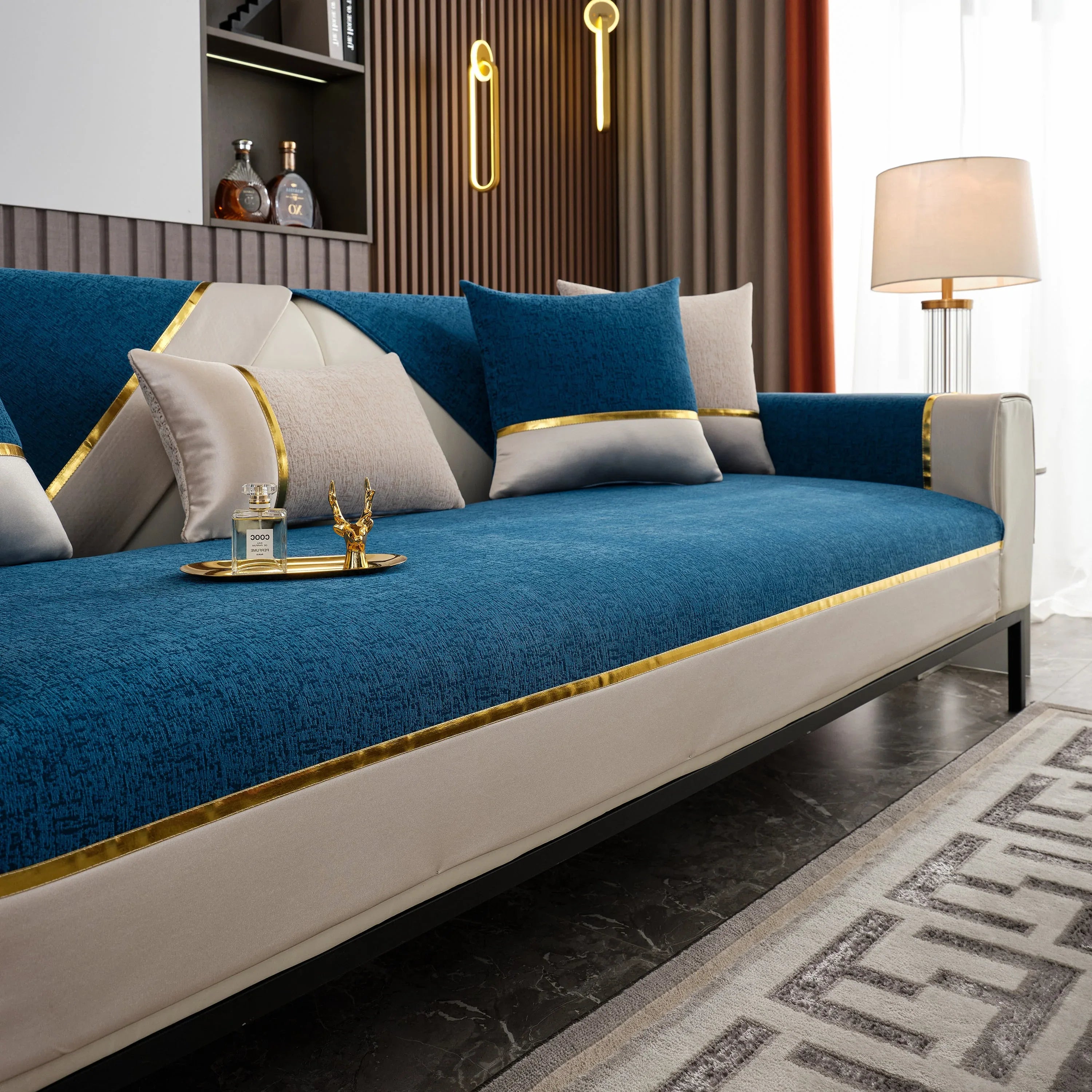 Luxury Leather Couch Protectors with Chenille Sofa Towel Covers, Non-Slip and Washable, Modular Couch Covers - TaroTextile