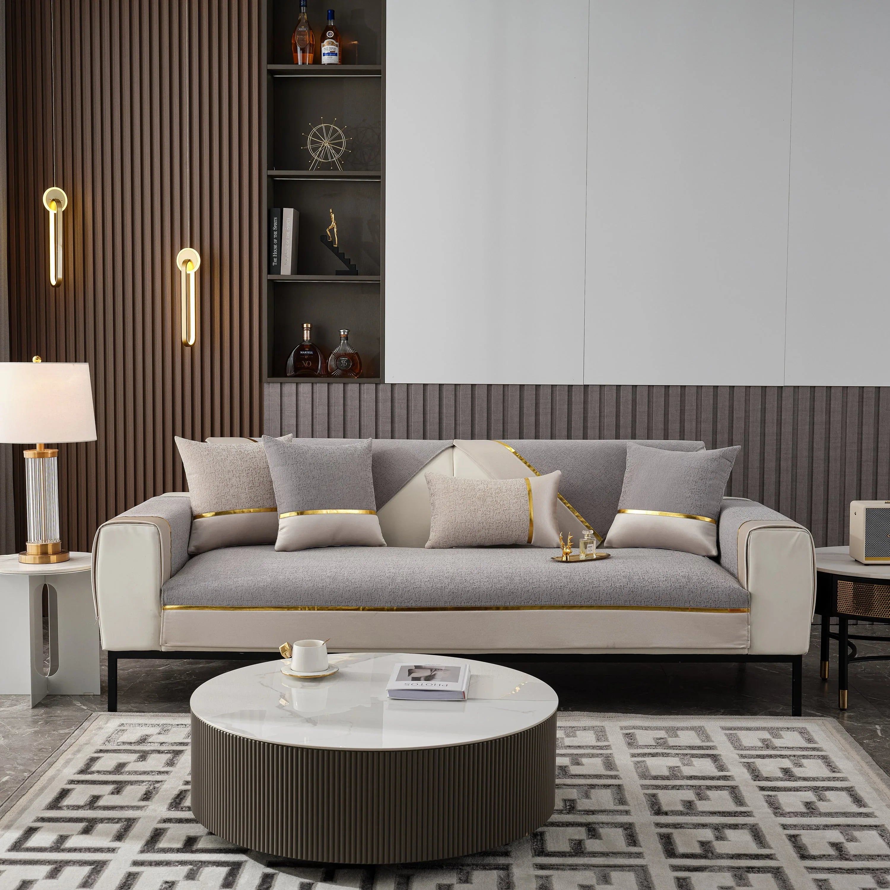 Luxury Leather Couch Protectors with Chenille Sofa Towel Covers, Non-Slip and Washable, Modular Couch Covers - TaroTextile