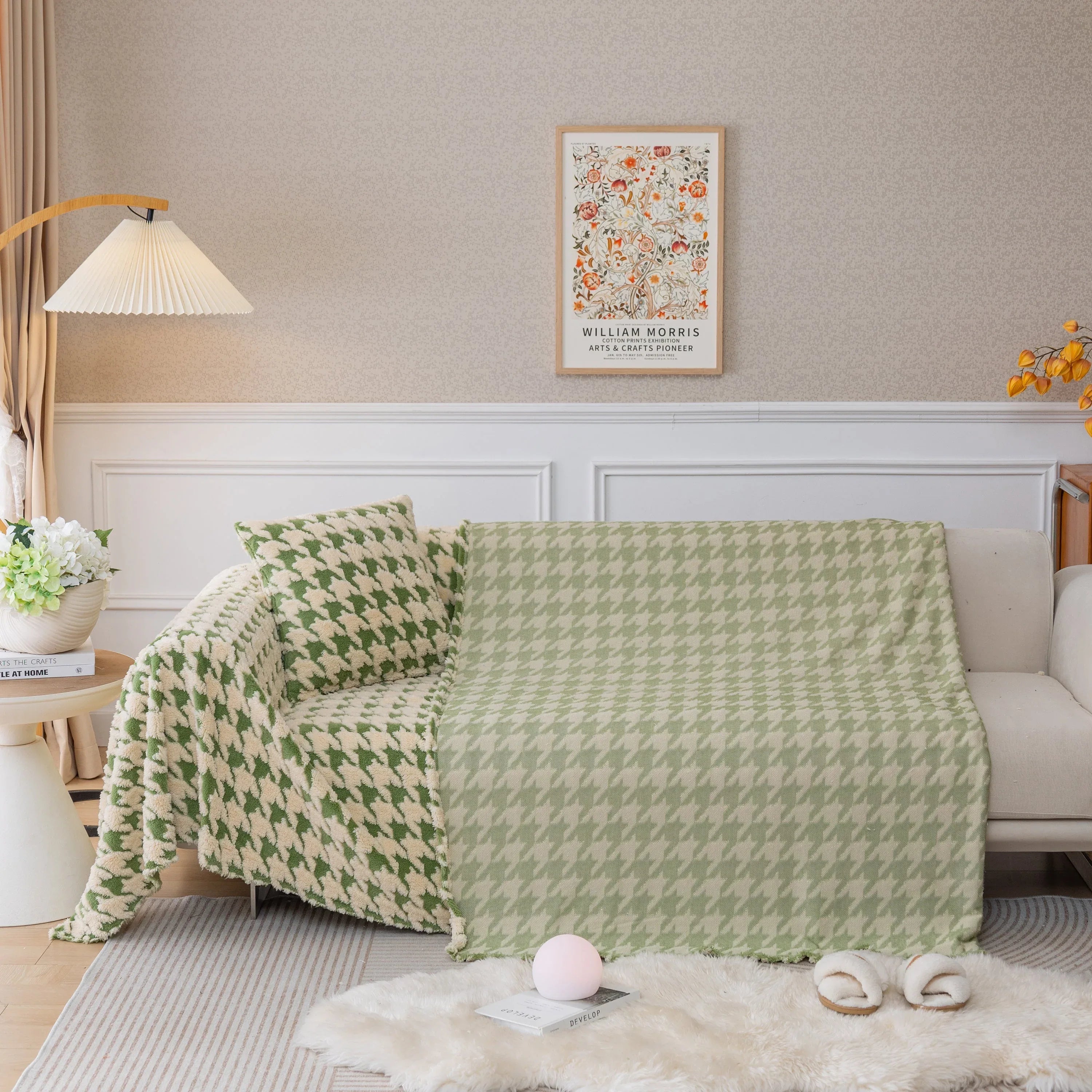 Luxury Plush Universal Couch Cover Blanket, Washable Couch Protector Houndstooth Sofa Covers - TaroTextile