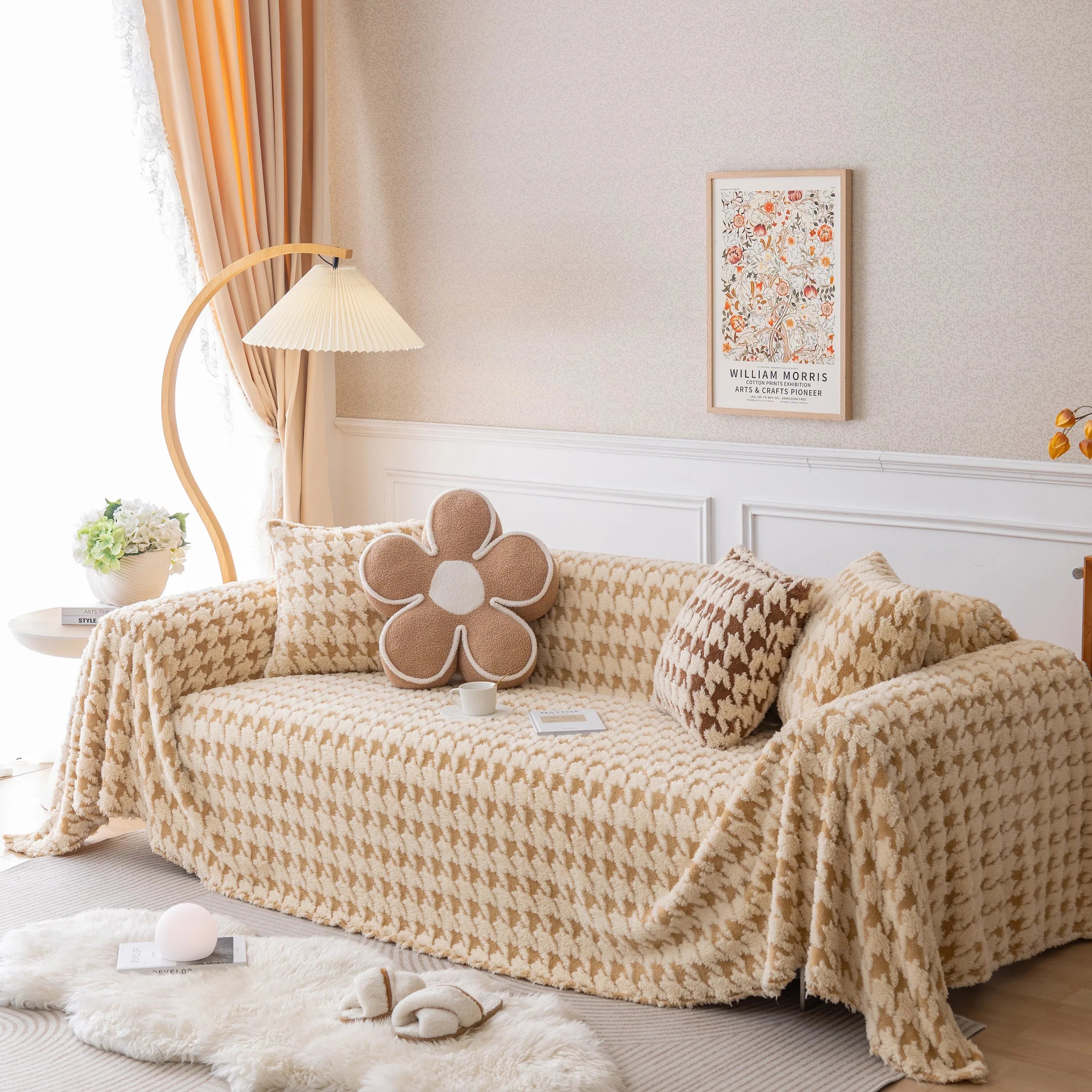 Luxury Plush Universal Couch Cover Blanket, Washable Couch Protector Houndstooth Sofa Covers - TaroTextile