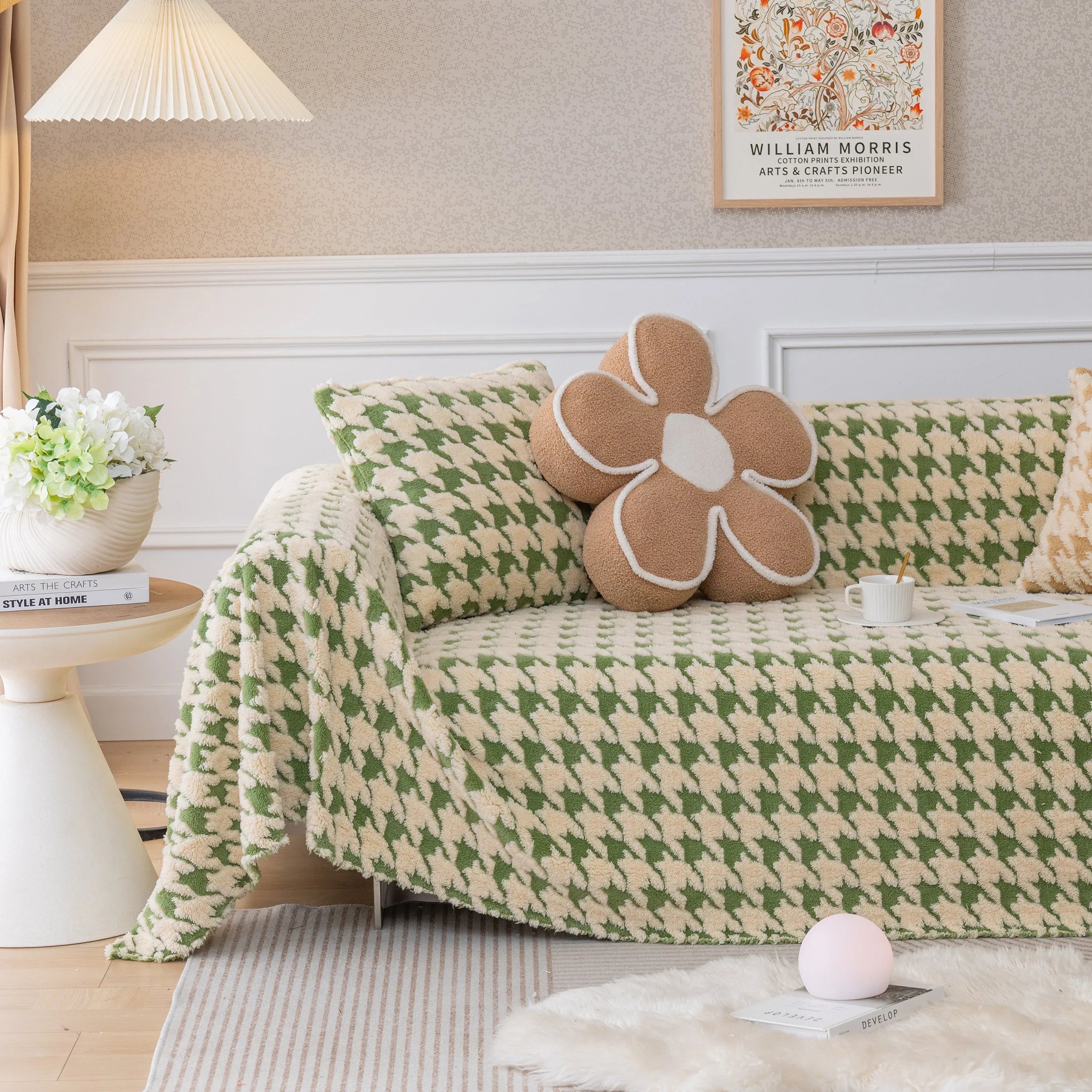 Luxury Plush Universal Couch Cover Blanket, Washable Couch Protector Houndstooth Sofa Covers - TaroTextile