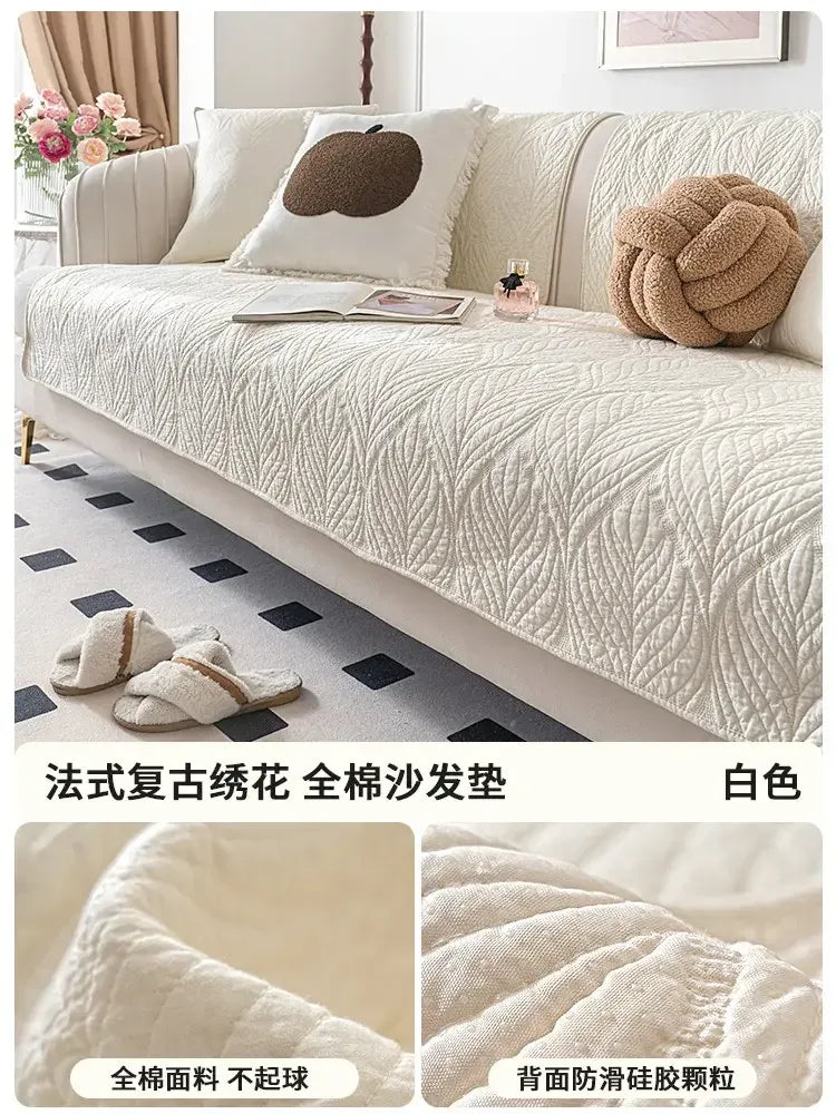 Minimalism Soft Cotton Sofa Cushion Cover Universal Chair Futon Cover Slipcover Non-slip Seat Mat - TaroTextile