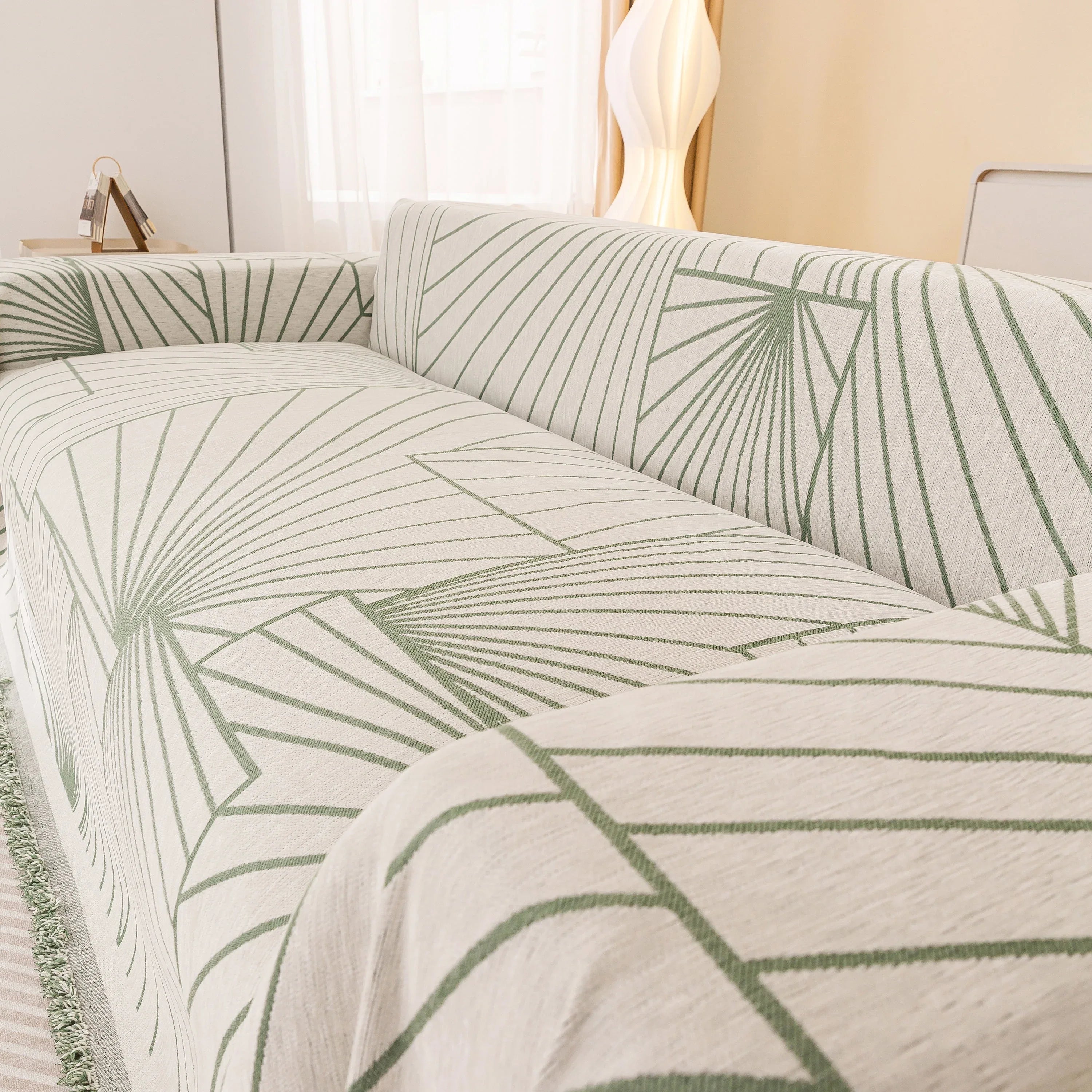 Modern Minimalist Chenille Line Pattern Sofa Cover, Dust and Scratch Resistant Throw Blankets for Couch - TaroTextile