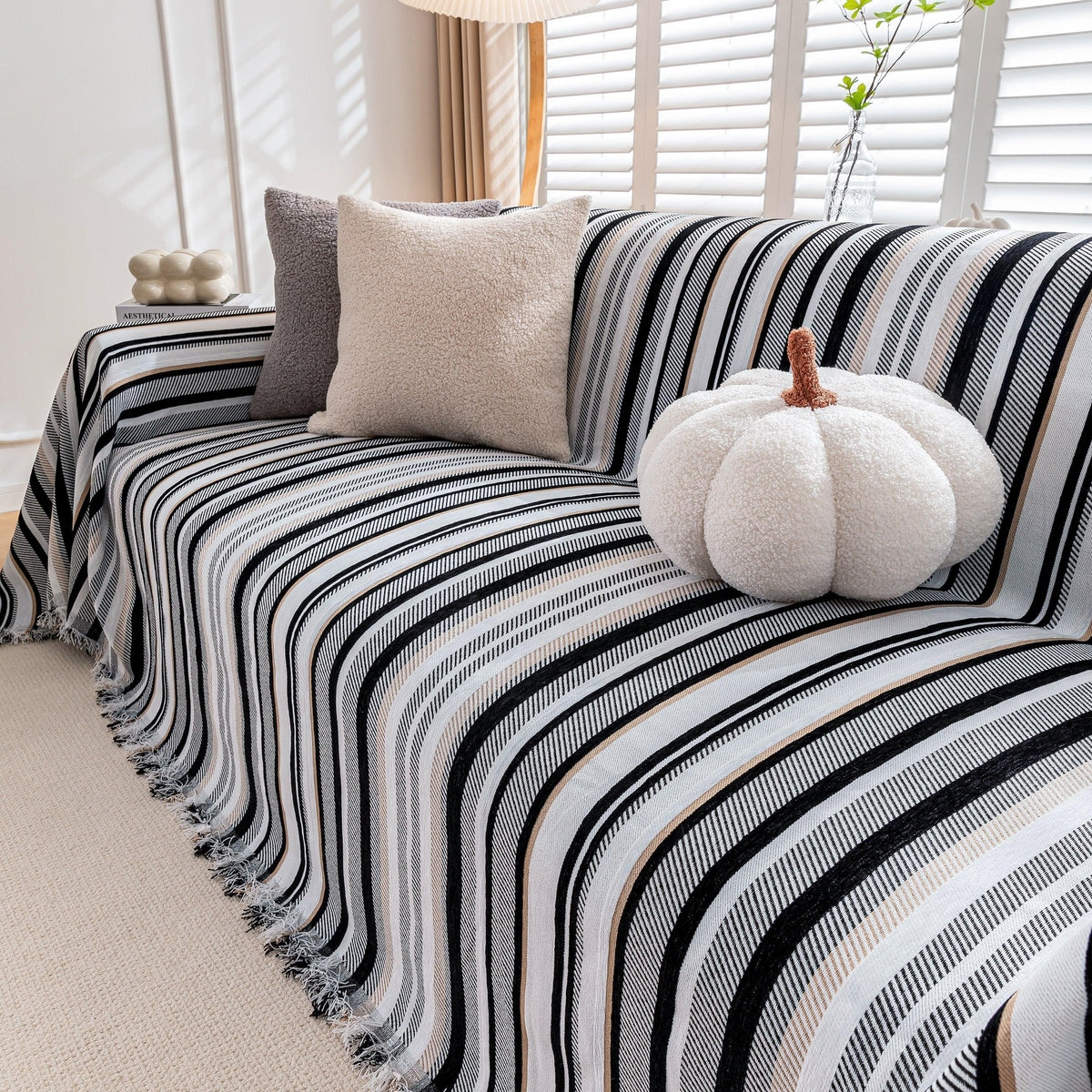 Modern Minimalist Sofa Throw Cover Cotton Knit Throws for Couch Scratch Proof Couch Cover - TaroTextile