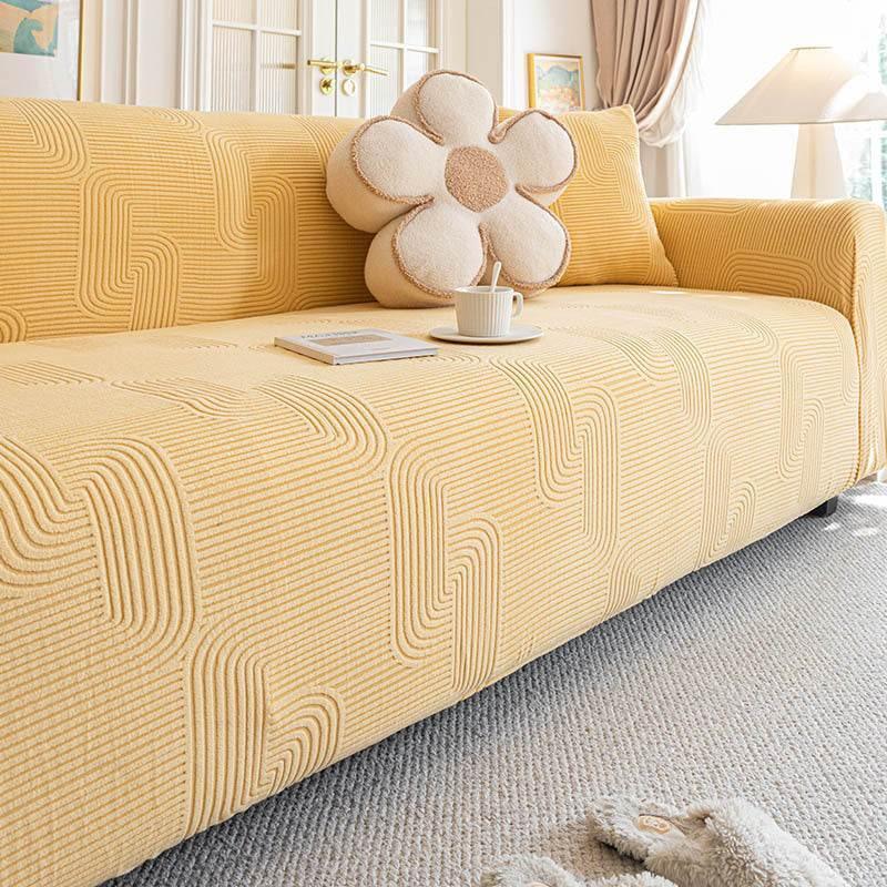 Modern Slipcovers Geometric Textured Stretchy Sofa Cover for Couch - TaroTextile