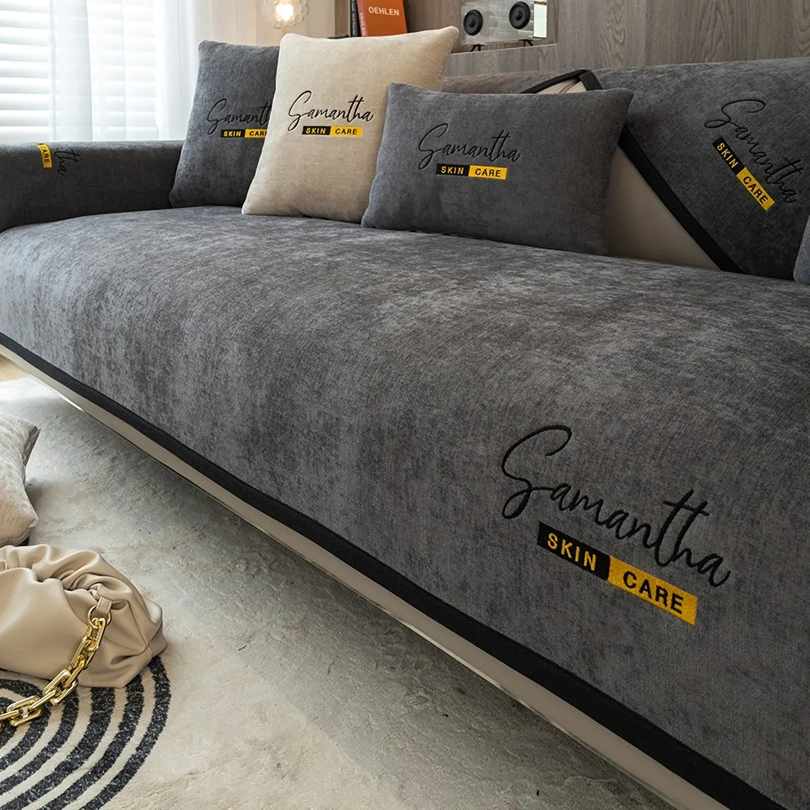 Non-Slip Cat Scratch Furniture Cover for Leather Sofas, Chenille Sofa Towels Covers I - TaroTextile