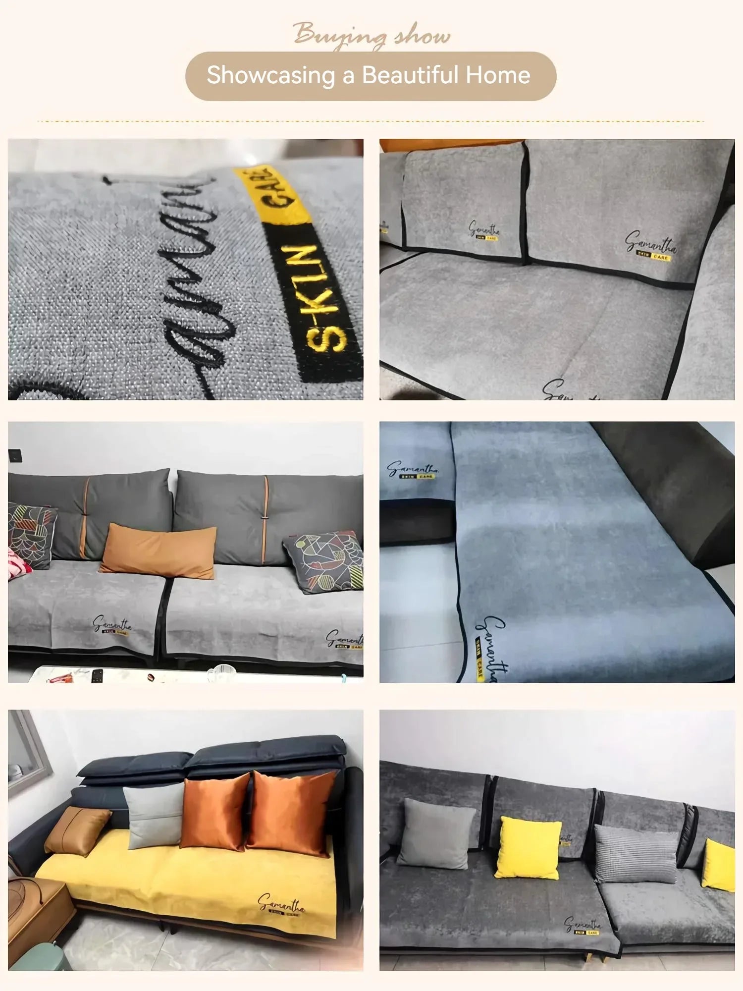 Non-Slip Cat Scratch Furniture Cover for Leather Sofas, Chenille Sofa Towels Covers I - TaroTextile