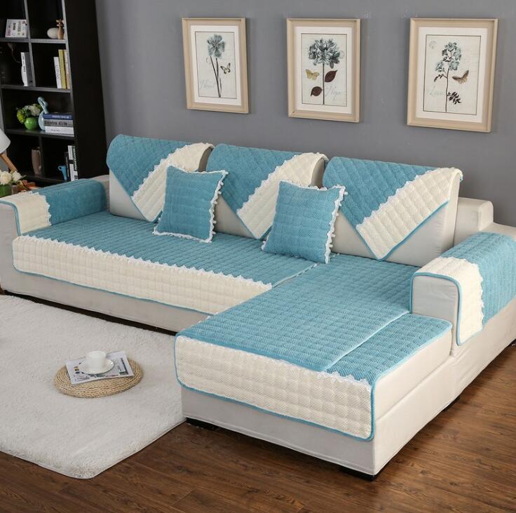 Non-Slip Sectional Couch Cover with Lace, Furniture Protector for Dogs, Pets, and Kids II - TaroTextile