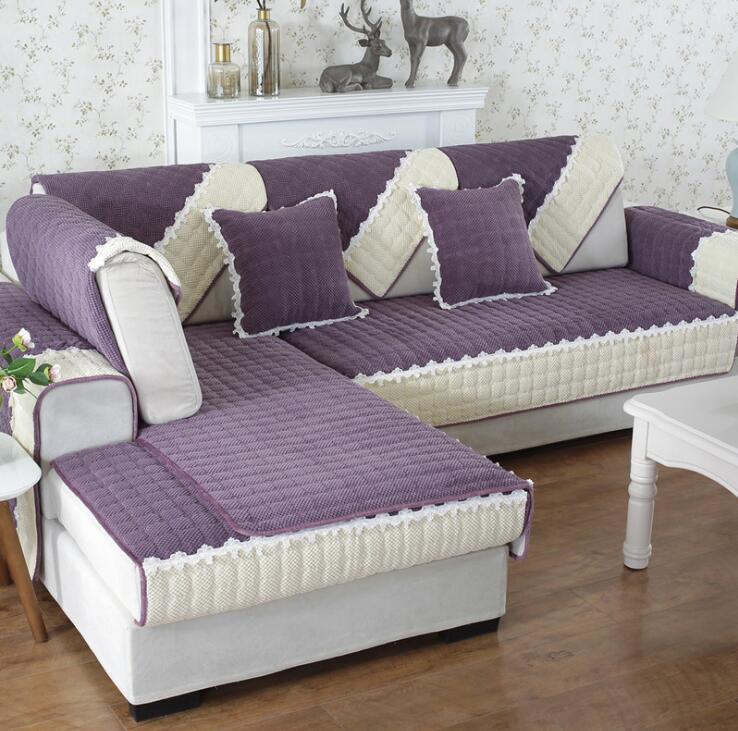 Non-Slip Sectional Couch Cover with Lace, Furniture Protector for Dogs, Pets, and Kids II - TaroTextile