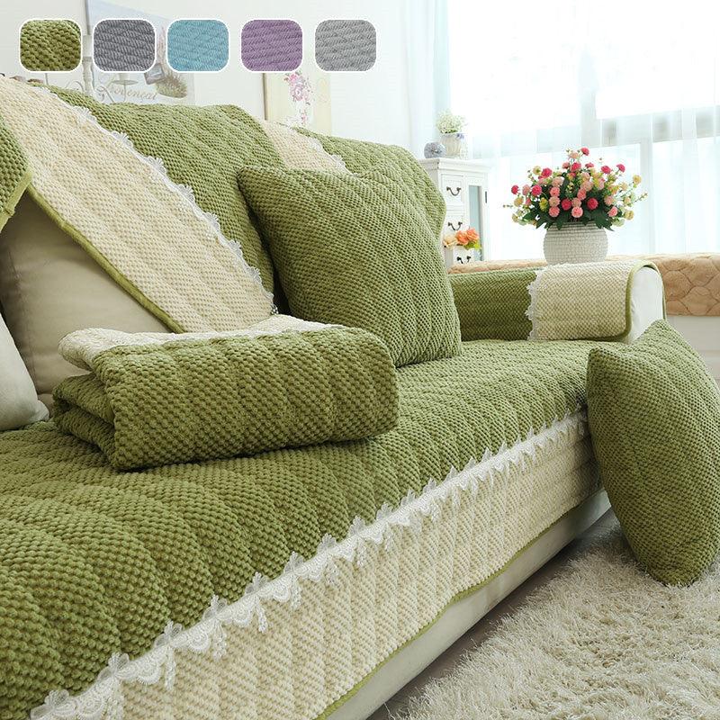 Non-Slip Sectional Couch Cover with Lace, Furniture Protector for Dogs, Pets, and Kids II - TaroTextile