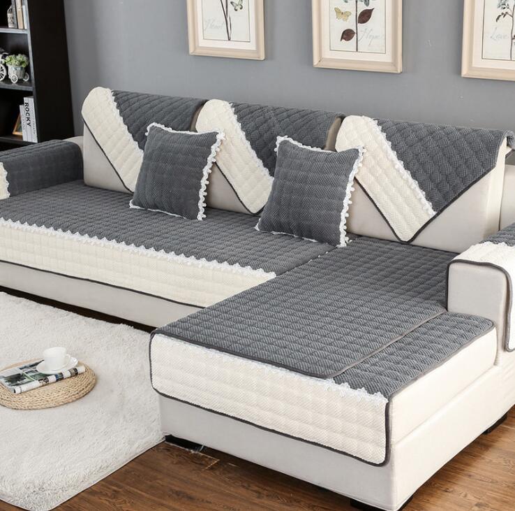 Non-Slip Sectional Couch Cover with Lace, Furniture Protector for Dogs, Pets, and Kids II - TaroTextile