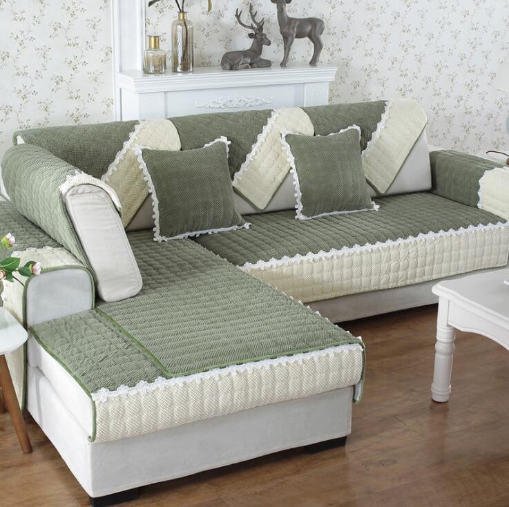 Non-Slip Sectional Couch Cover with Lace, Furniture Protector for Dogs, Pets, and Kids II - TaroTextile