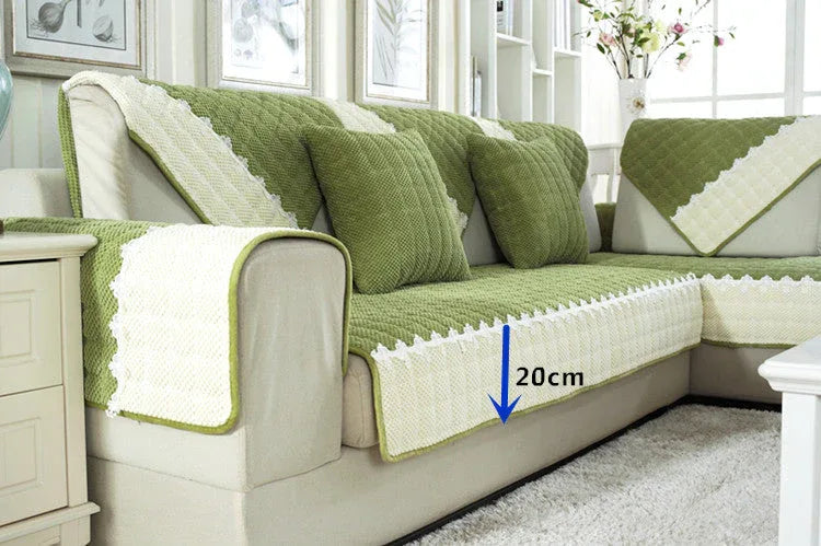 Non-Slip Sectional Couch Cover with Lace, Furniture Protector for Dogs, Pets, and Kids II - TaroTextile