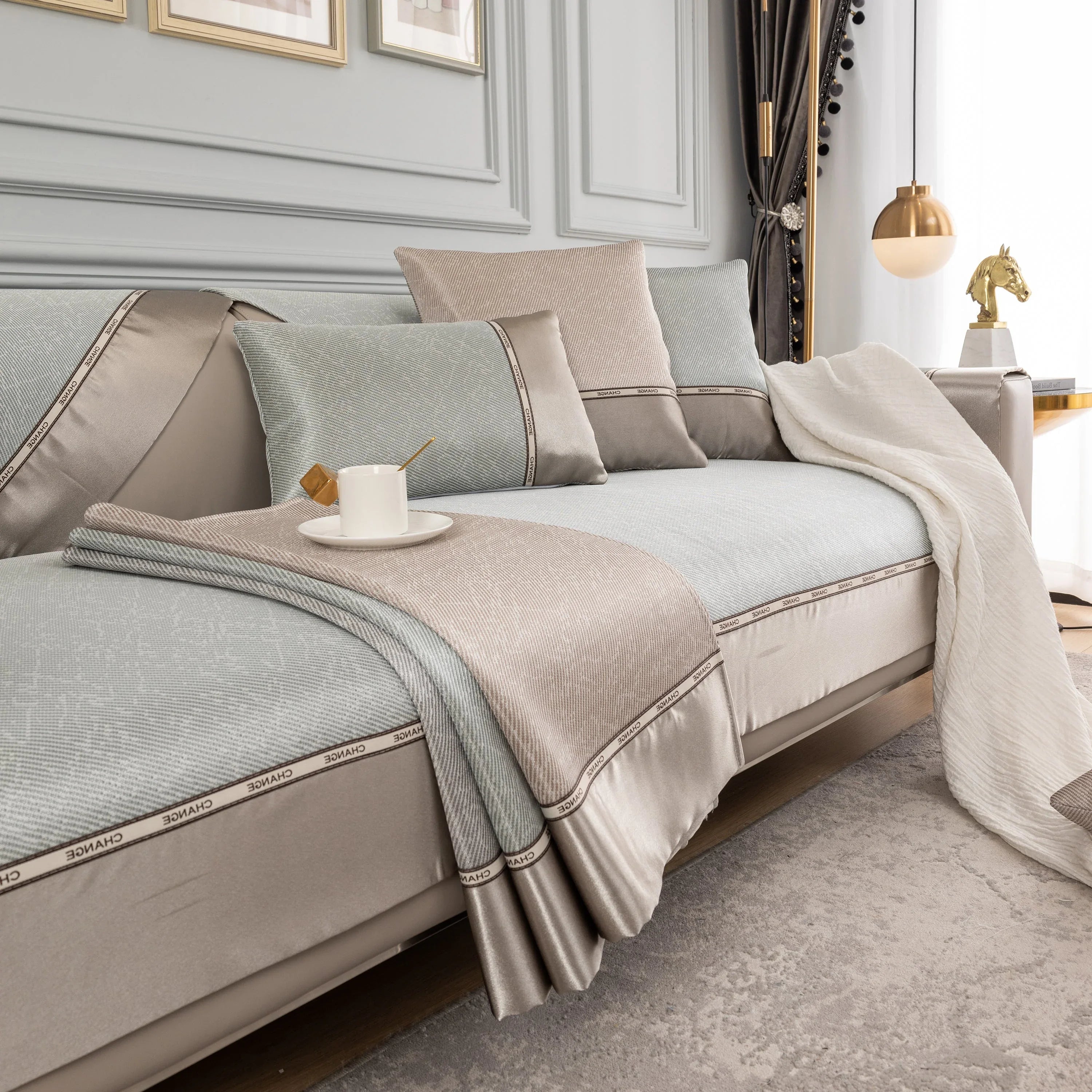 Non-Slip Universal Couch Covers for Sectional Sofas & Cushions - Slipcovers for Dogs and Pets - TaroTextile