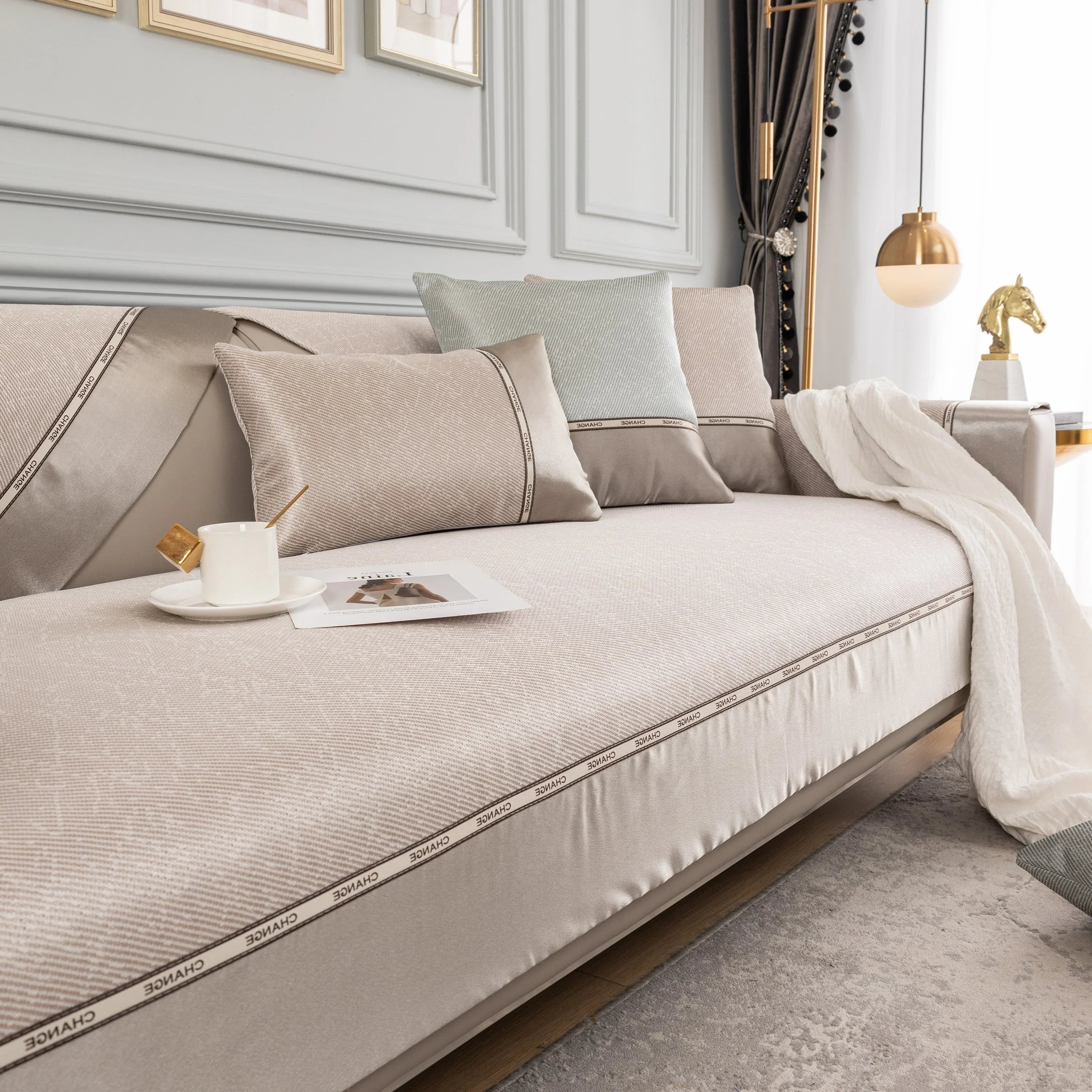 Non-Slip Universal Couch Covers for Sectional Sofas & Cushions - Slipcovers for Dogs and Pets - TaroTextile