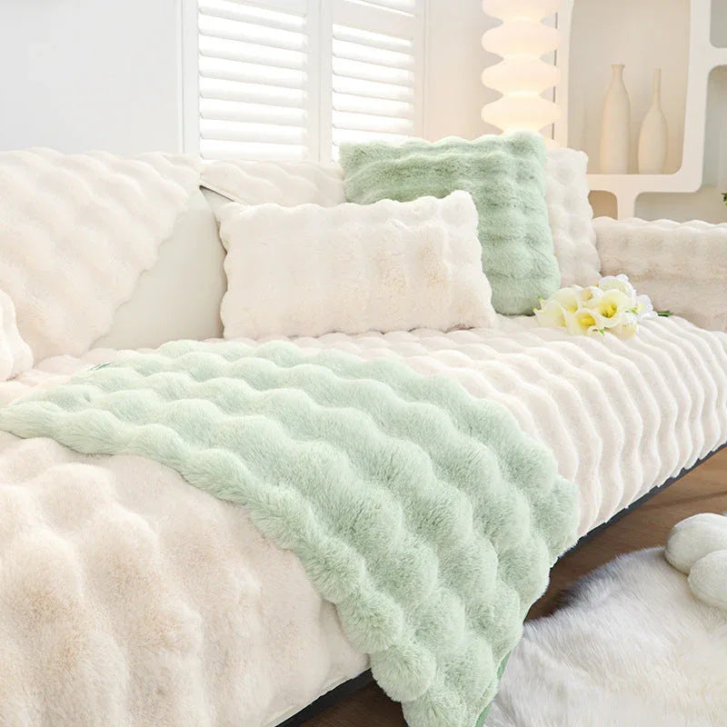 Non-slip Faux Fur Sofa Cover – Super Soft, Fluffy, and Stylish Couch Covers II - TaroTextile