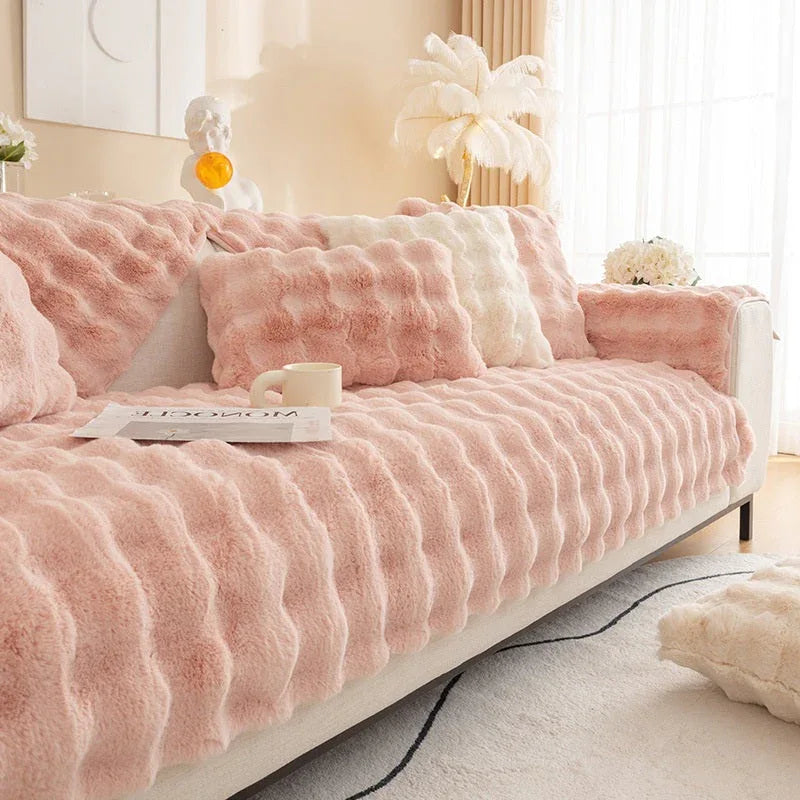 Non-slip Faux Fur Sofa Cover – Super Soft, Fluffy, and Stylish Couch Covers II - TaroTextile
