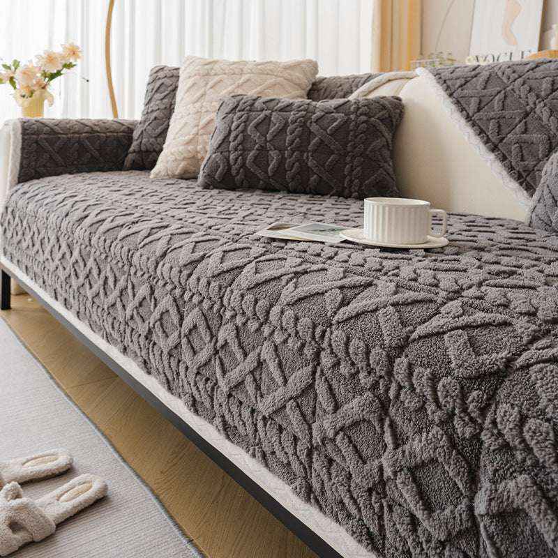 Cozy Plush Sofa Cushion Cover Velvet Seat Chair Cover Durable Slipcover